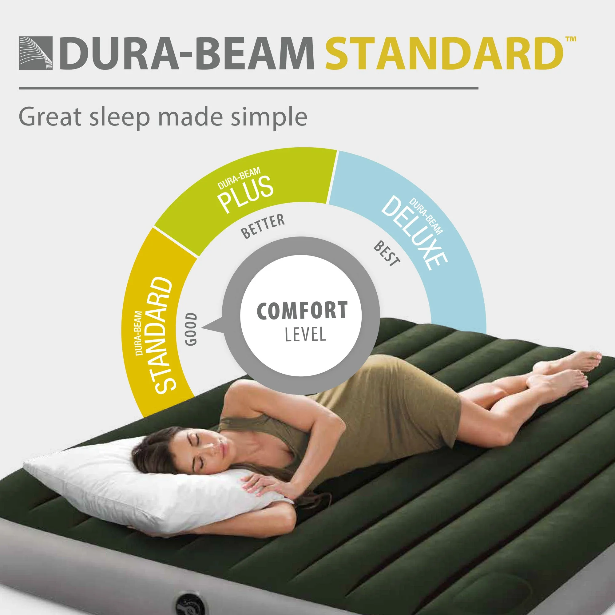 Intex 64763E Standard Dura Beam Downy Air Mattress Bed w/ Built In Pump, Queen - Image 4