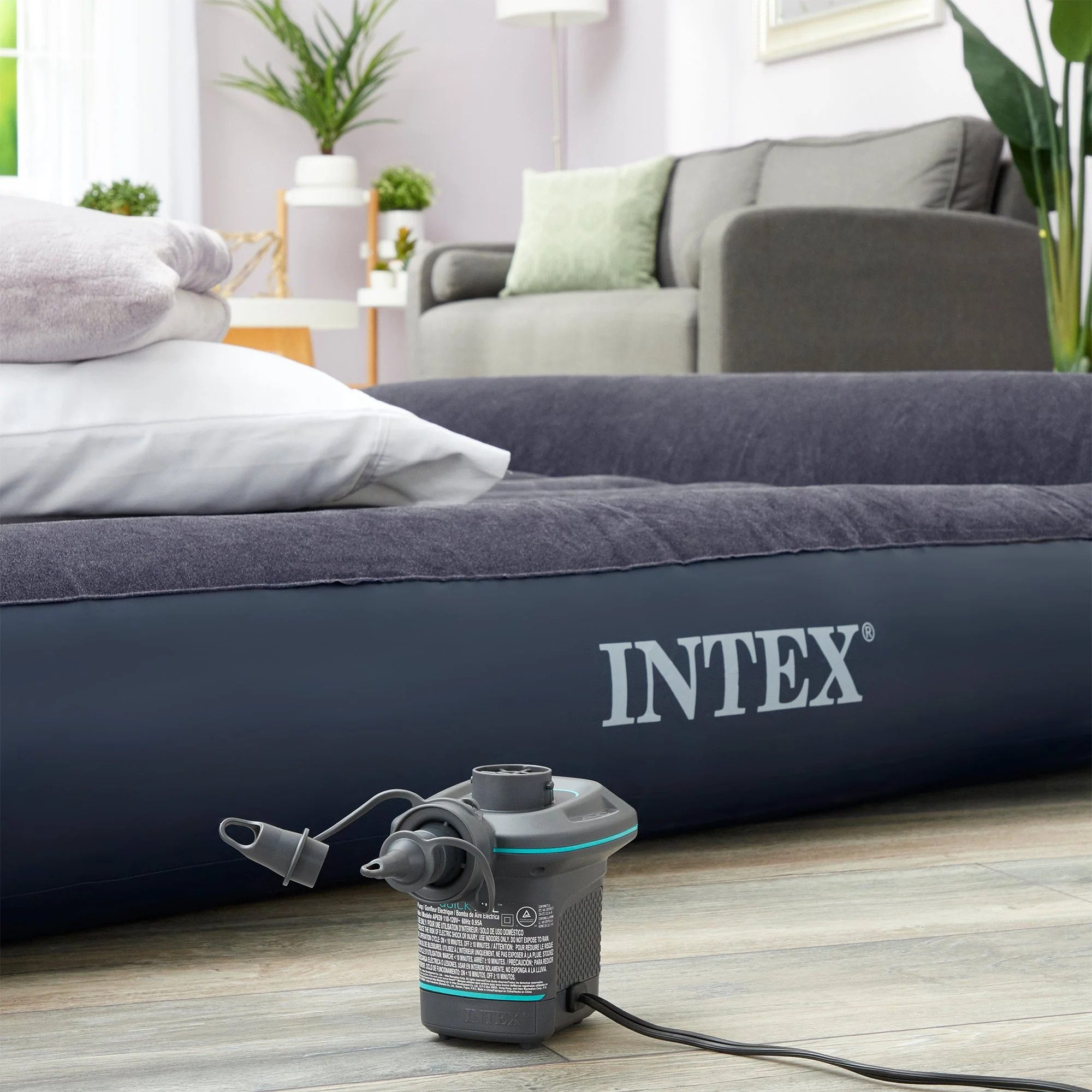 Intex 66639E 120 V AC Electric Quick Fill Air Pump with 3 Interconnected Nozzles - Image 8