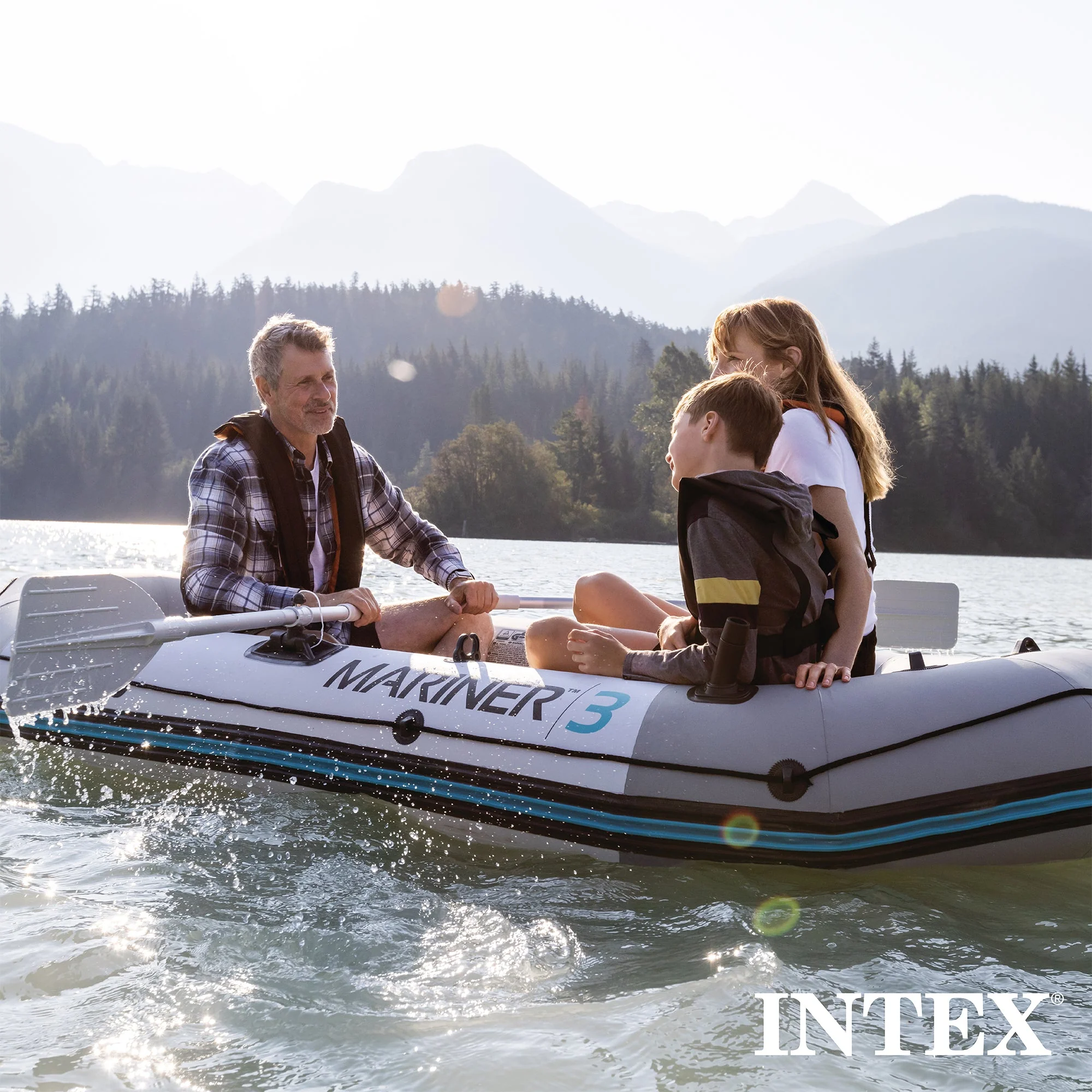 Intex 68373EP Mariner 3-Person Inflatable River/Lake Dinghy Boat and Oars Set - Image 7