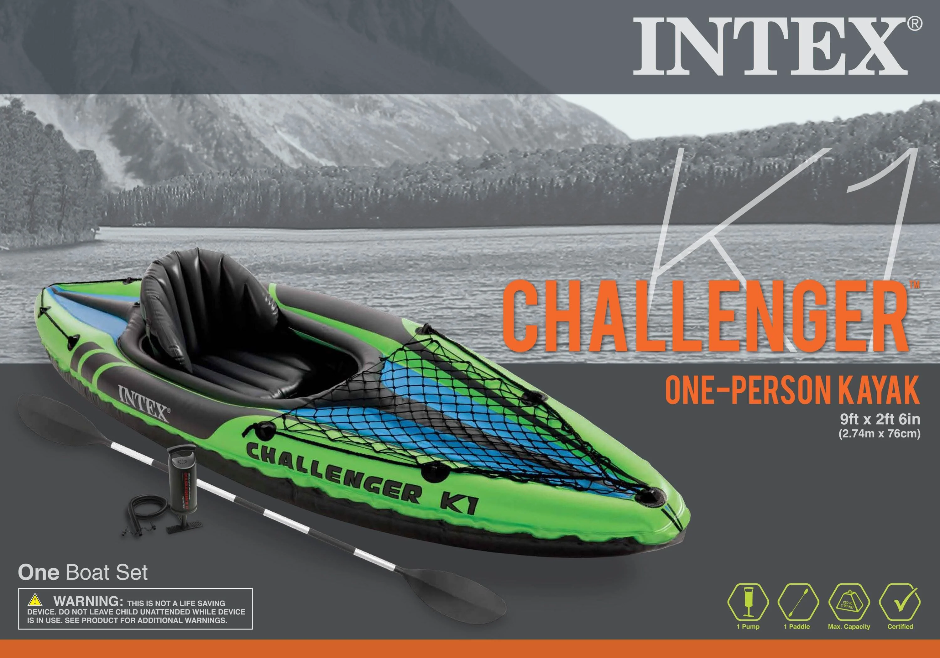 Intex Challenger K1 1-Person Inflatable Sporty Kayak w/ Oars And Pump (4 Pack) - Image 6