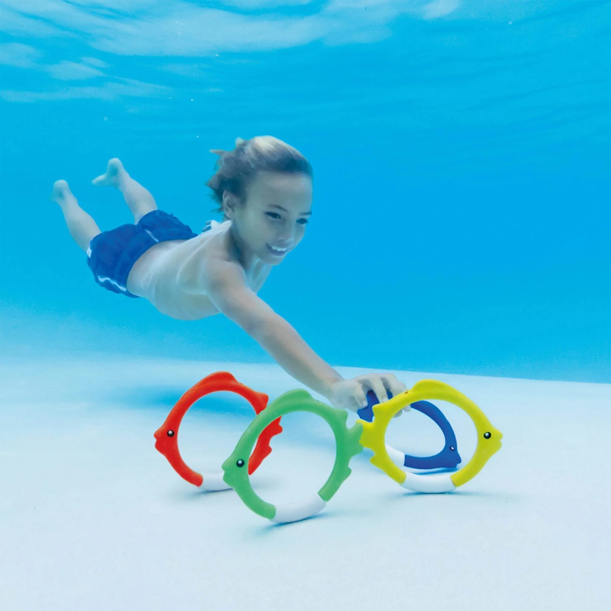 Intex Diving Swimming Pool Kids Toy Play Underwater Fish Rings Sticks, 4 Pack - Image 3