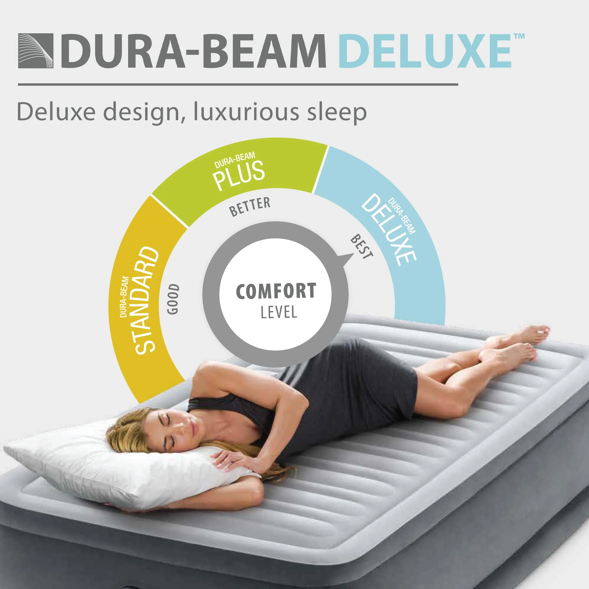 Intex Dura Beam Deluxe Pillow Raised Bed with Built In Pump, Queen - Image 4