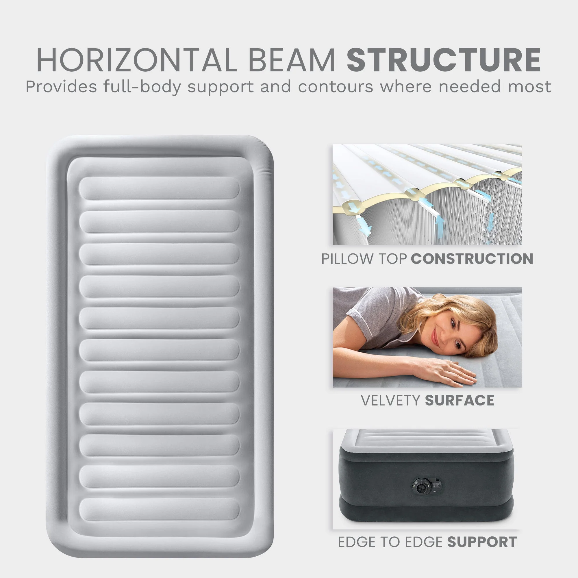 Intex Dura Beam Deluxe Pillow Raised Bed with Built In Pump, Queen - Image 7