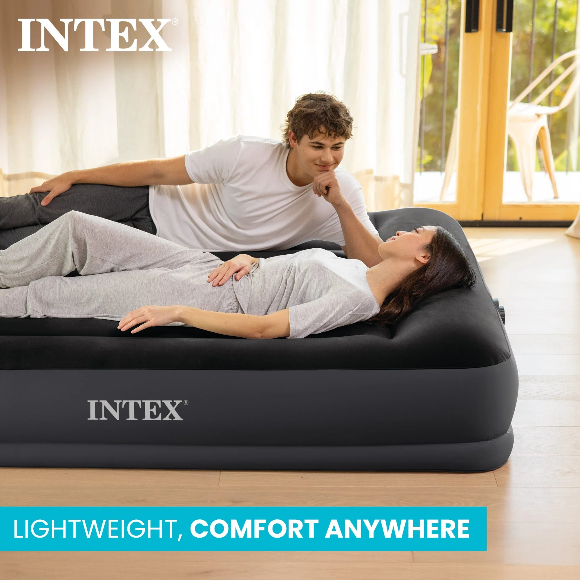 Intex Dura Pillow Rest Classic Blow Up Mattress Air Bed with Built In Pump, Twin - Image 3