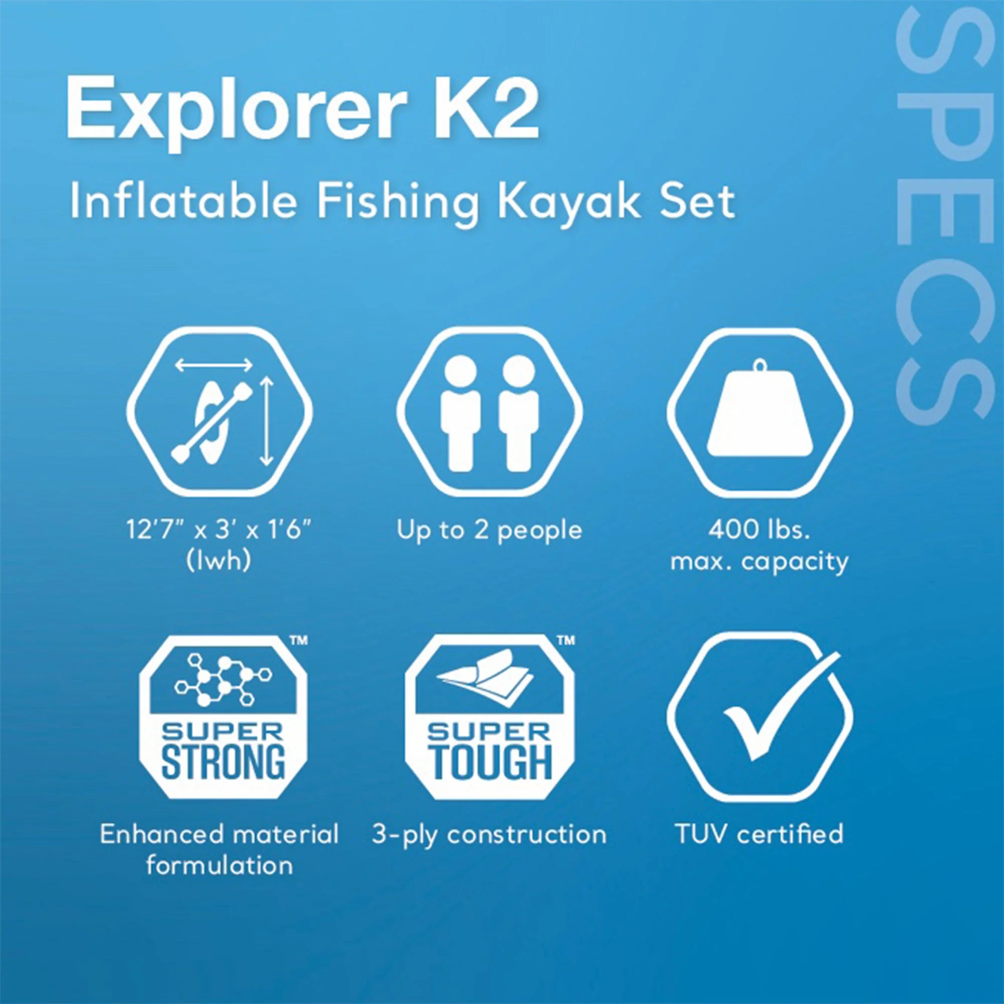 Intex Excursion Pro Inflatable 2 Person Vinyl Kayak with 2 Oars and Pump, Red - Image 2