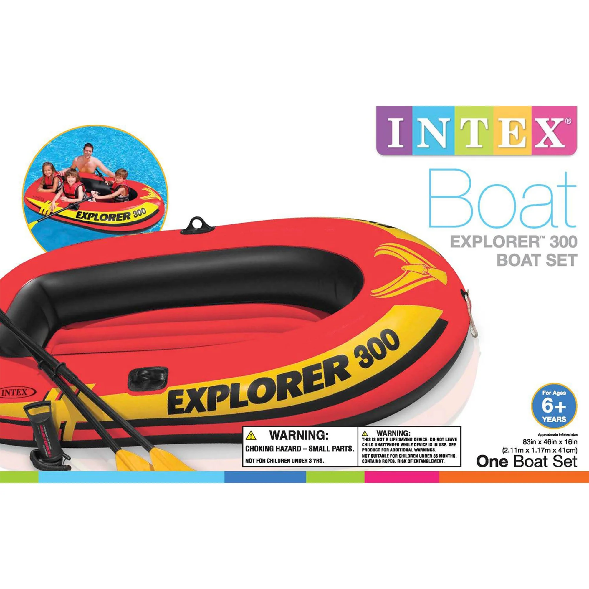 Intex Explorer 300 Compact Inflatable Fishing 3 Person Raft Boat w/ Pump & Oars - Image 7