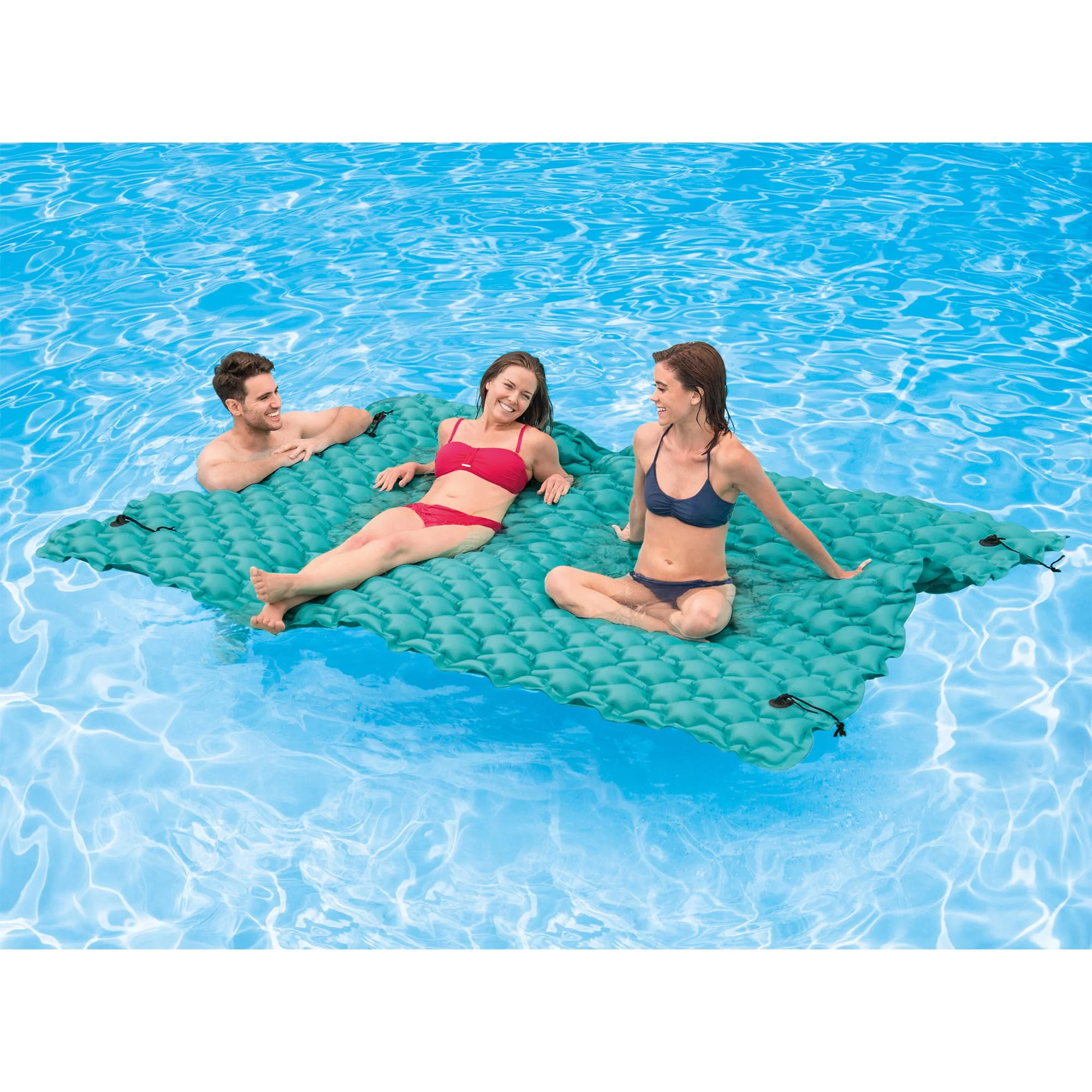 Intex Giant Inflatable Floating Water Pool Lake Mat Platform Pad, Teal (4 Pack) - Image 2