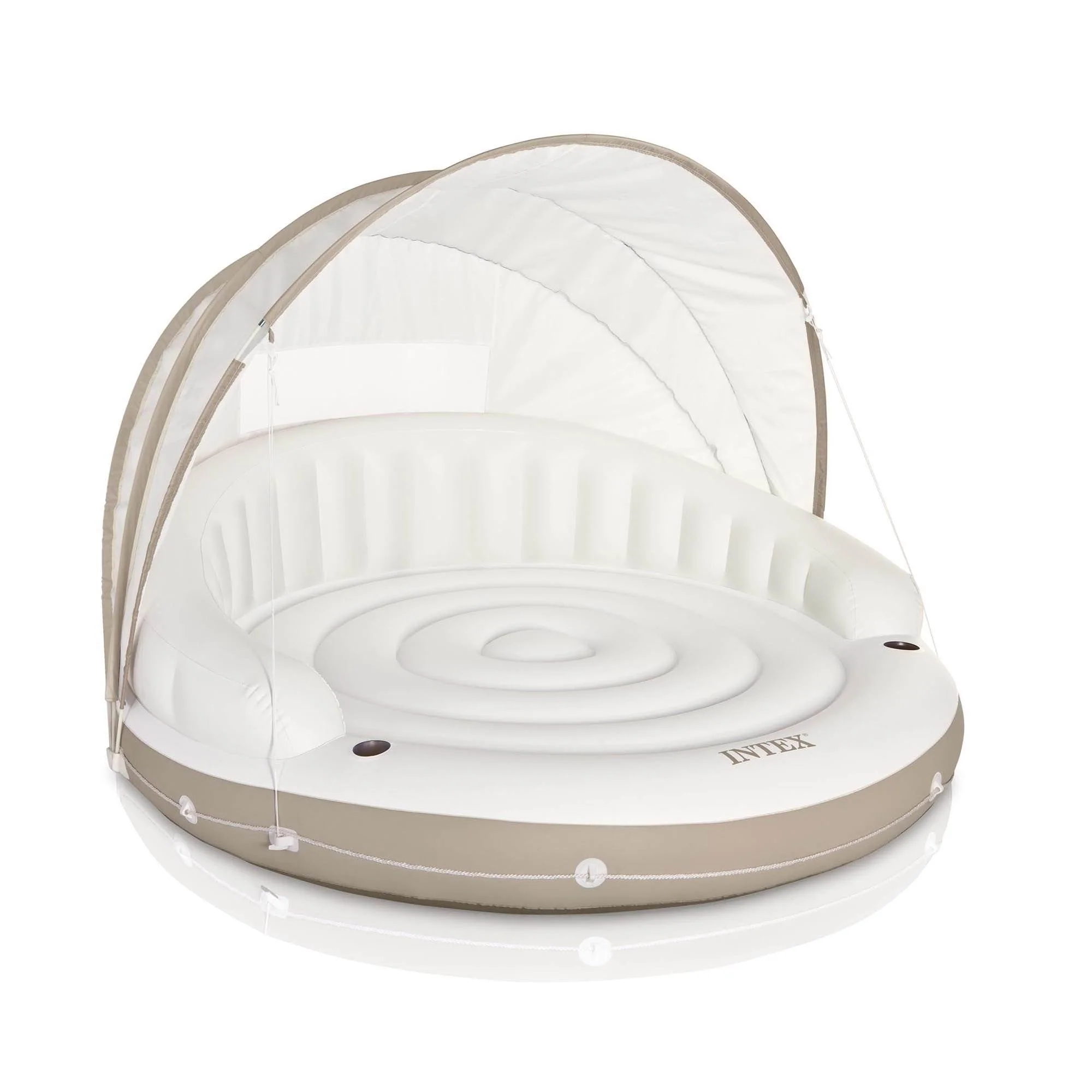 Intex Inflatable Canopy Island Float Lounge + AC Electric Air Pump w/ 3 Nozzles - Image 2