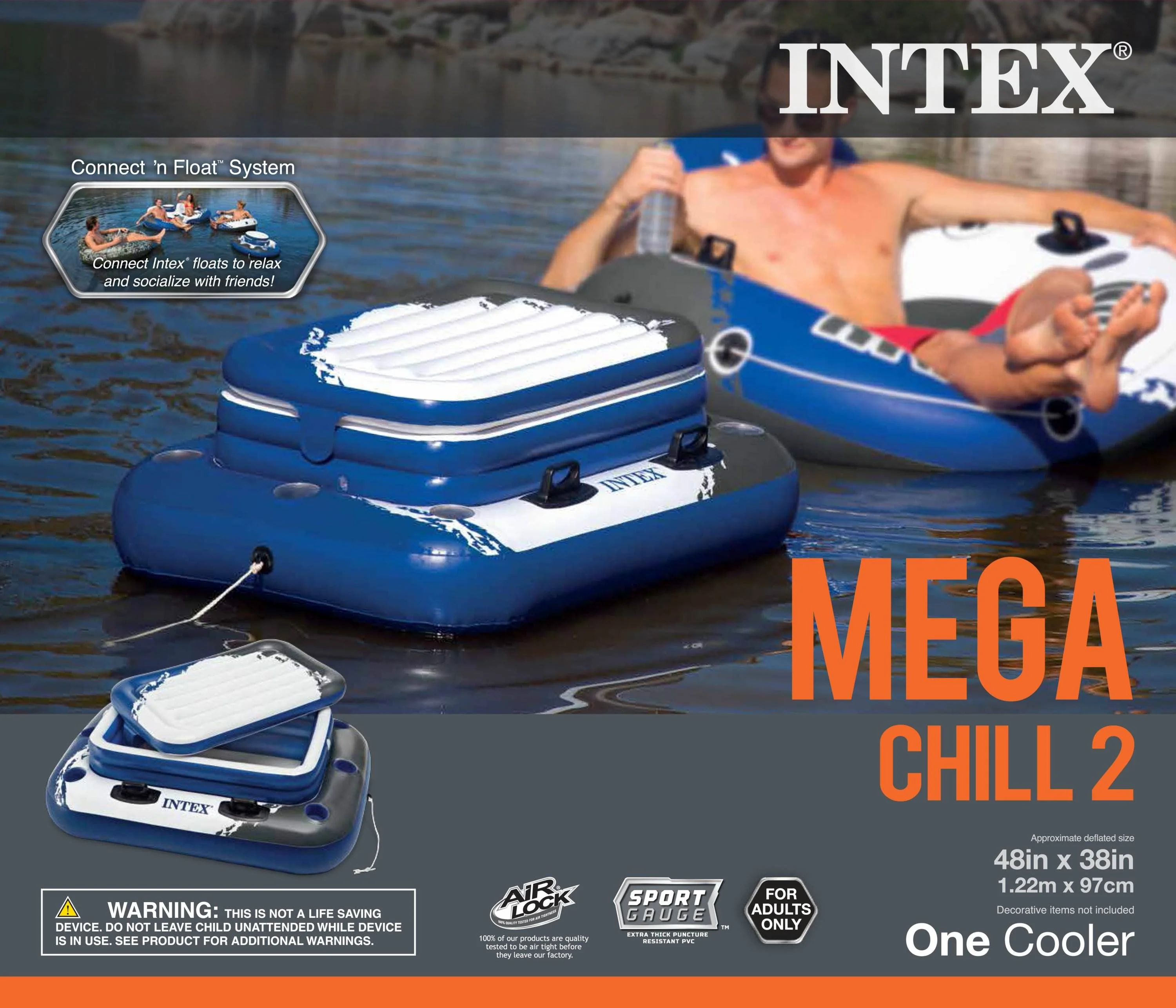 Intex Inflatable Mega Chill II 72 Can Cooler Float and Inflatable Tube (2 Pack) - Image 9