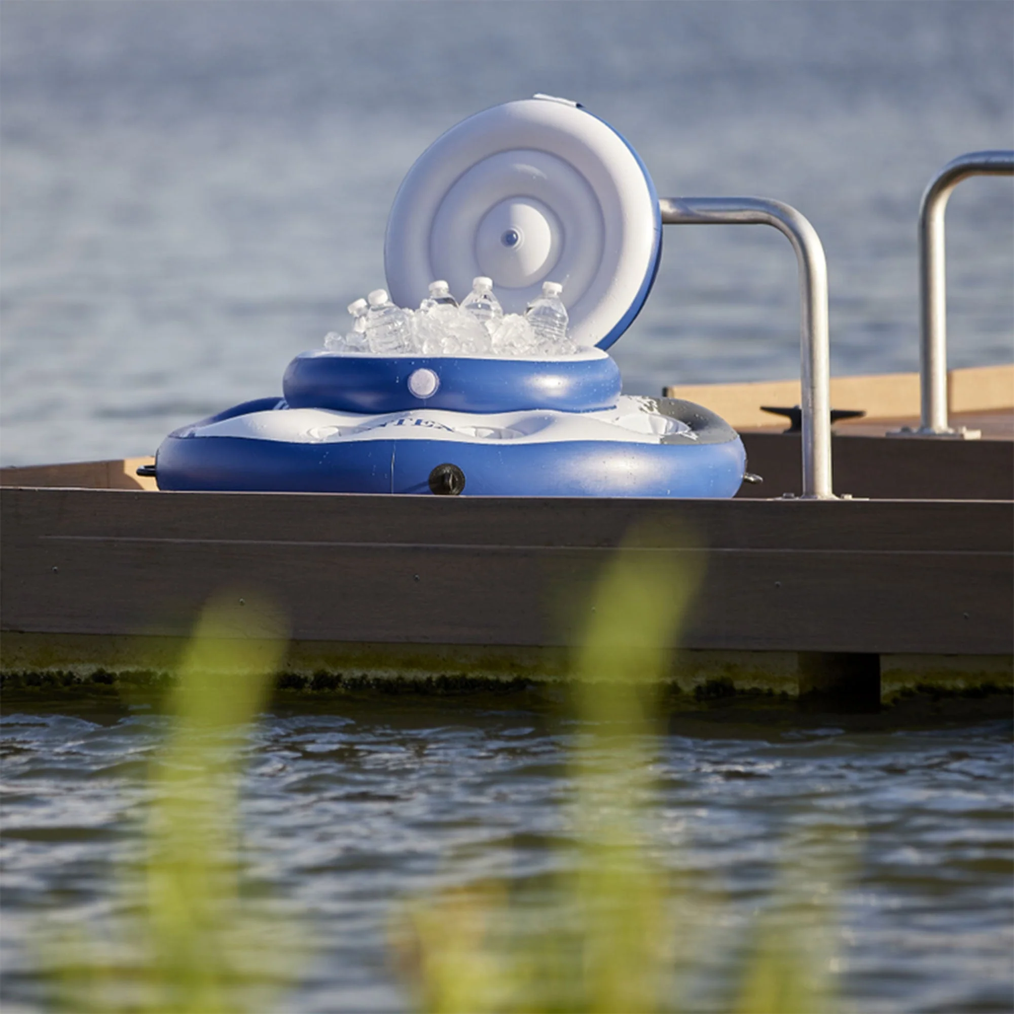 Intex Mega Chill Swimming Pool Inflatable Floating 24 Can Beverage Cooler Holder - Image 6