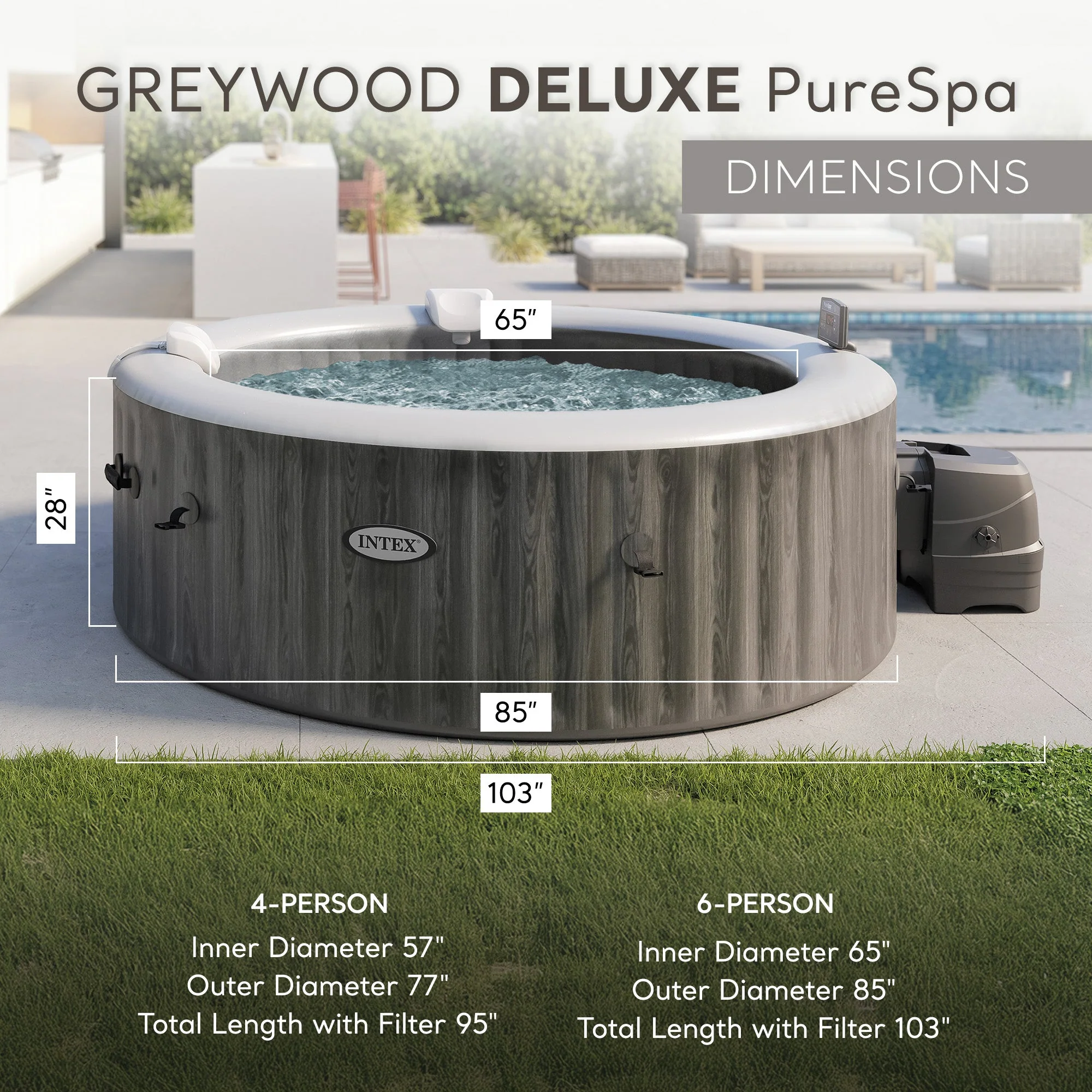 Intex PureSpa Plus 6 Person Portable Inflatable Round Hot Tub Spa with 170 Jets - Image 4