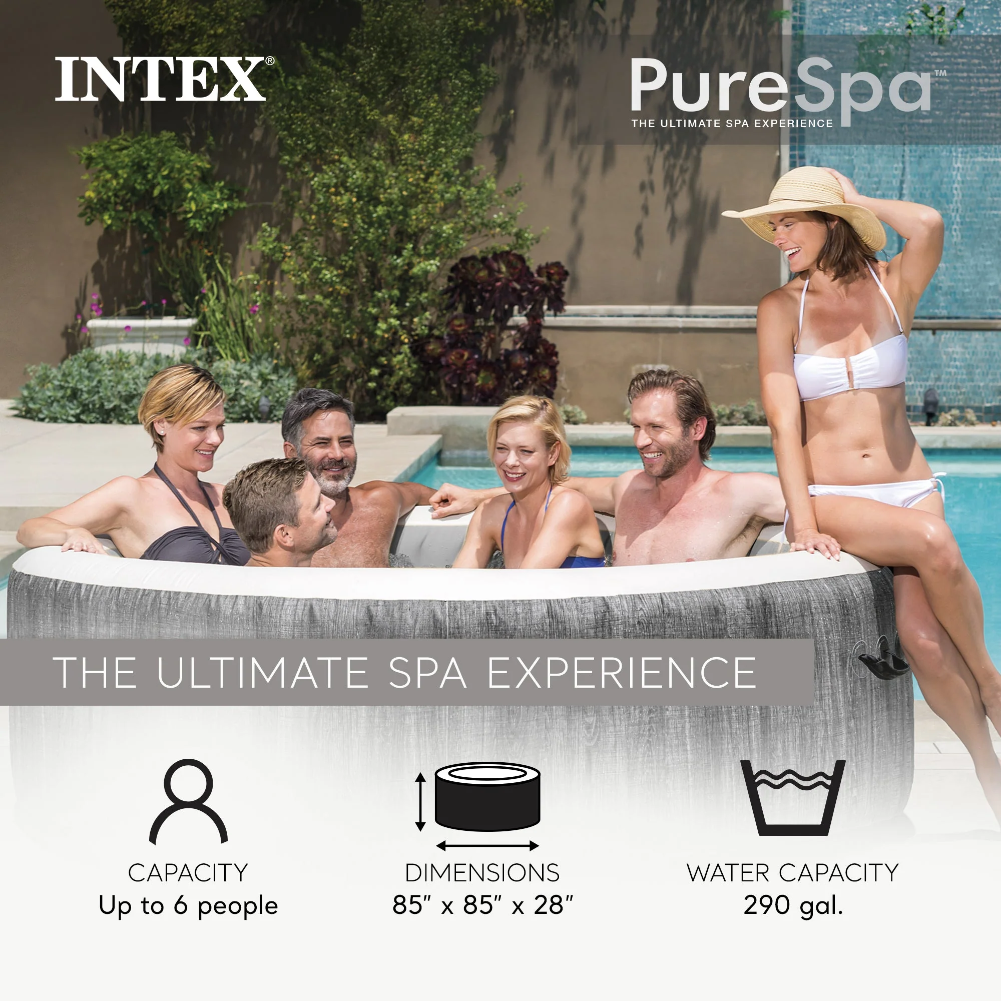 Intex PureSpa Plus Inflatable Bubble Jet Hot Tub with Non-Slip Seats, (2 Pack) - Image 2