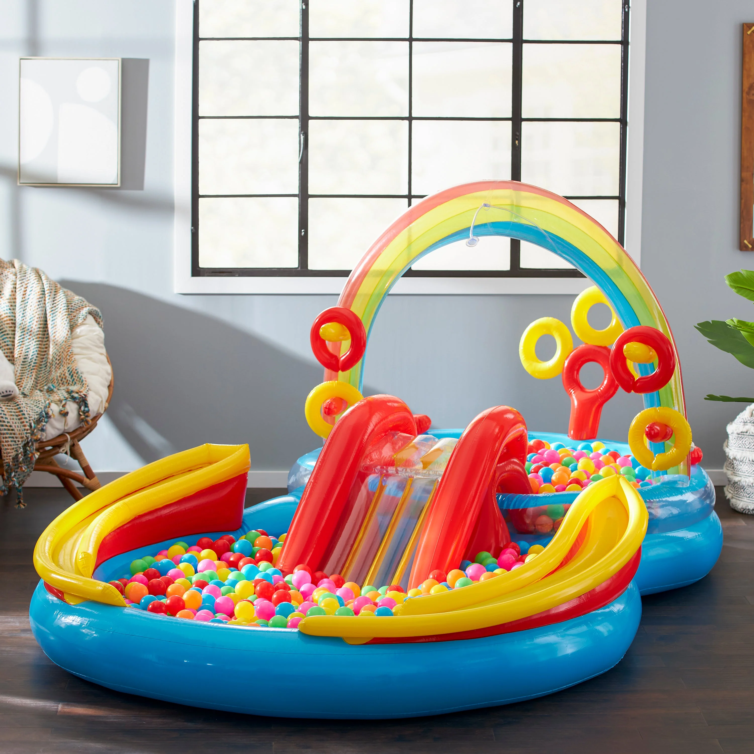 Intex Rainbow Ring Inflatable Play Center Pool w/Multi-Color Fun Ballz, 100 Pack - Image 9