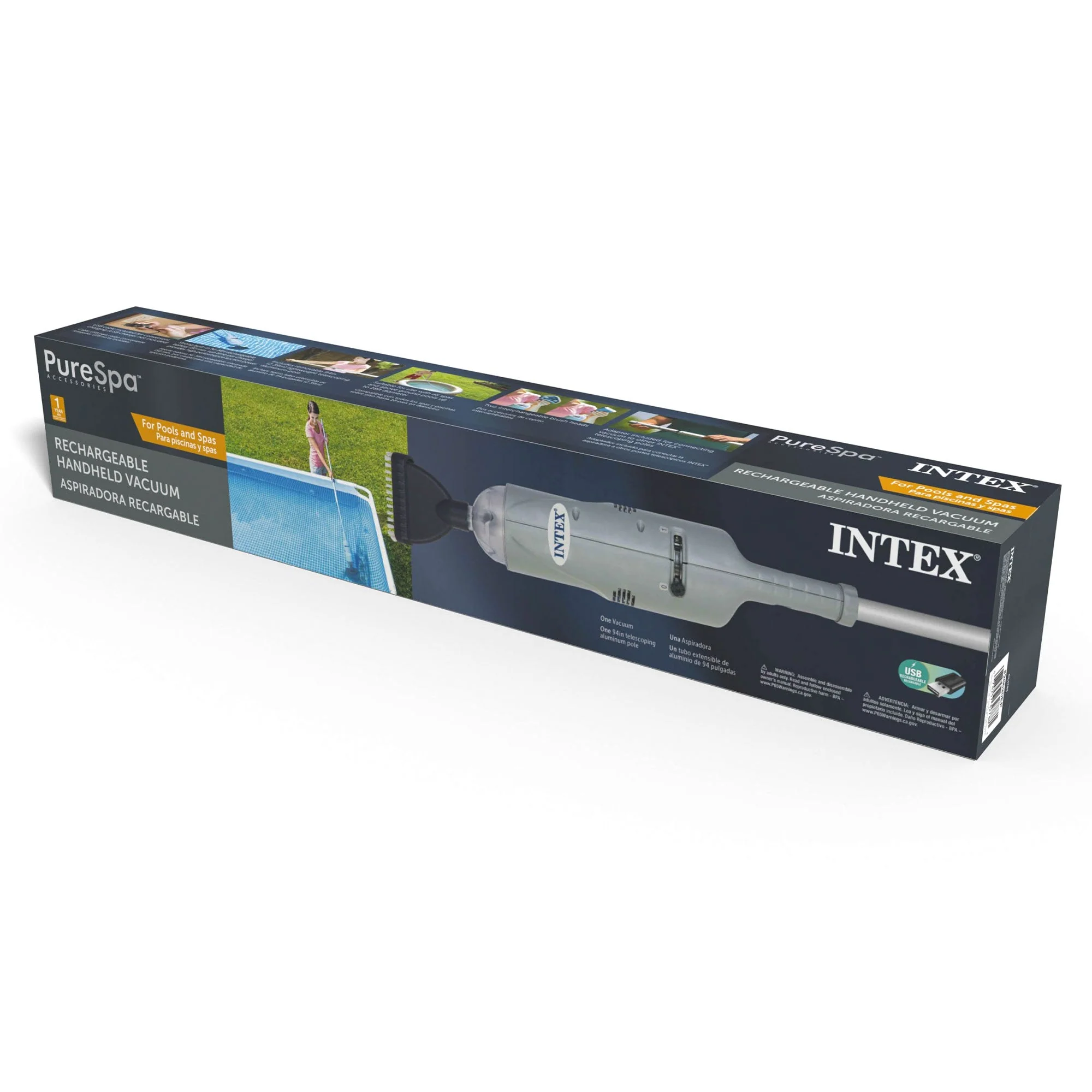 Intex Rechargeable Handheld Above Ground Pool Vacuum Cleaner with 2 Brush Heads - Image 12