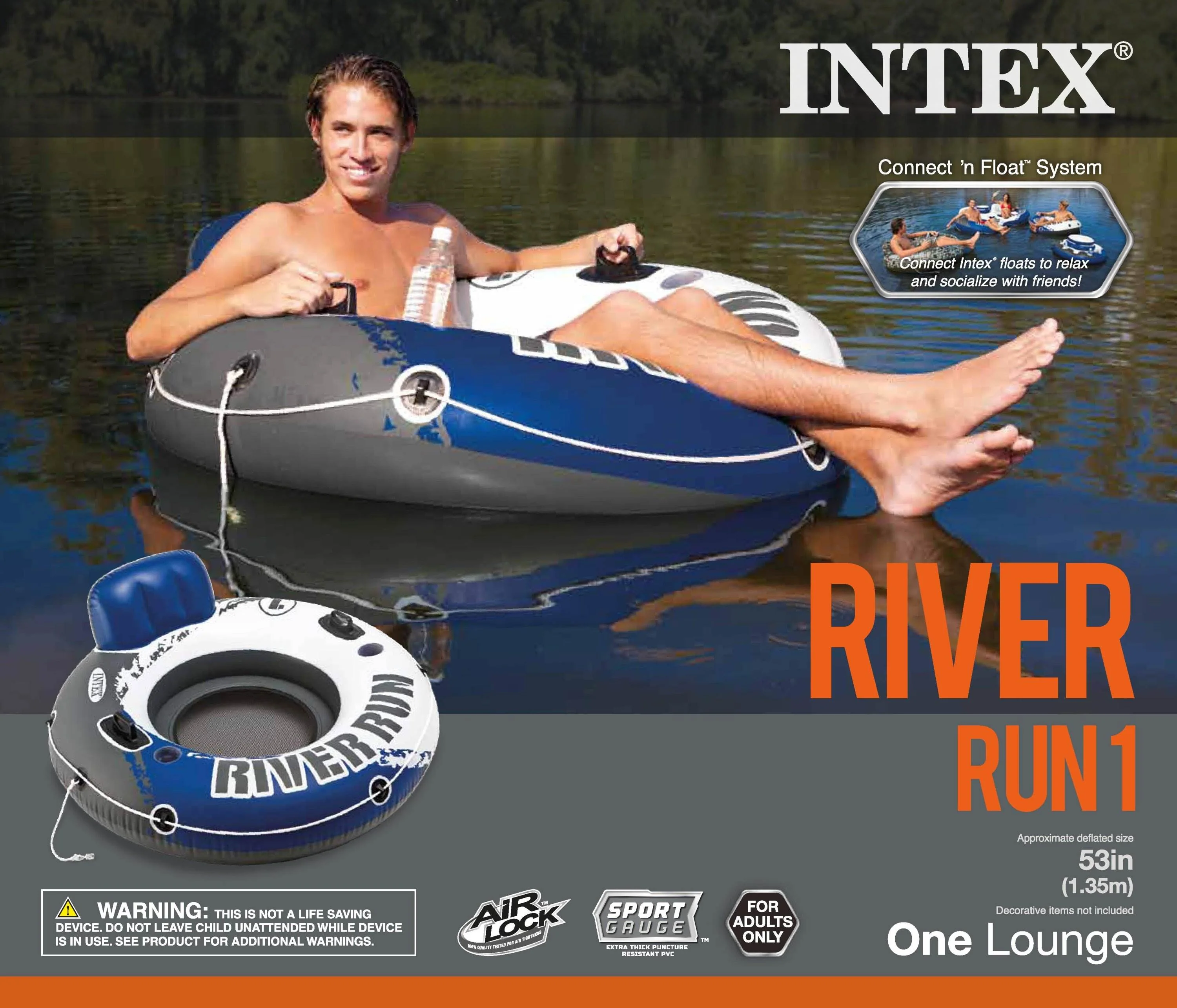 Intex River Run 1 Inflatable Floating Tube Raft for Lake, Pool, Ocean (24 Pack) - Image 7