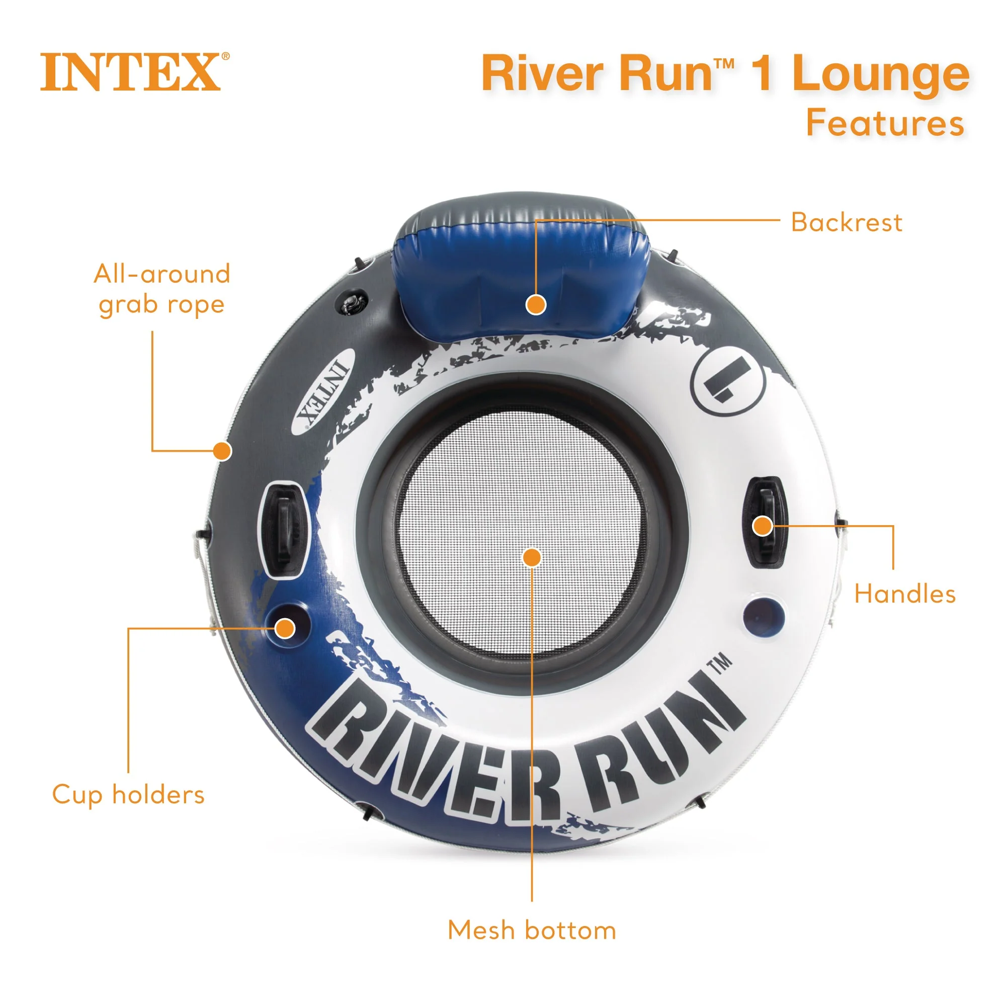 Intex River Run Connect Vinyl Lounge Inflatable Floating Water Tubes (3 Pack) - Image 4