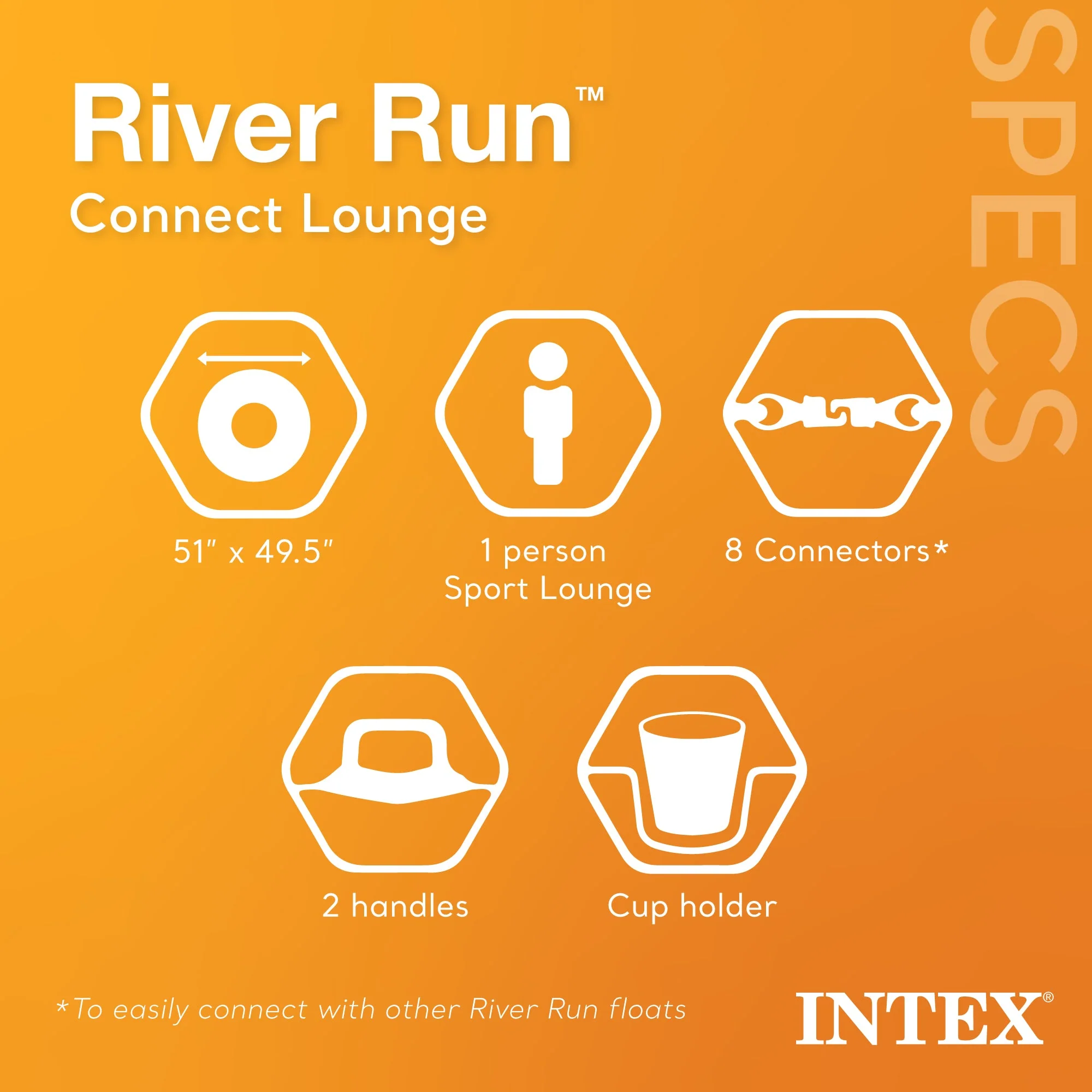Intex River Run Single Person Inflatable Connecting Floating Lounge Tube Chair - Image 2