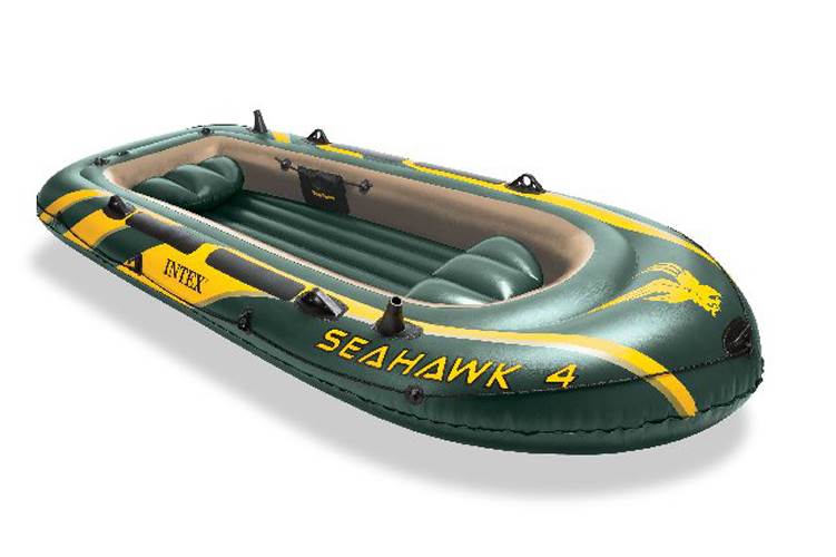 Intex Seahawk 4 Inflatable 4 Person Floating Boat Raft Set with Oars & Air Pump - Image 2