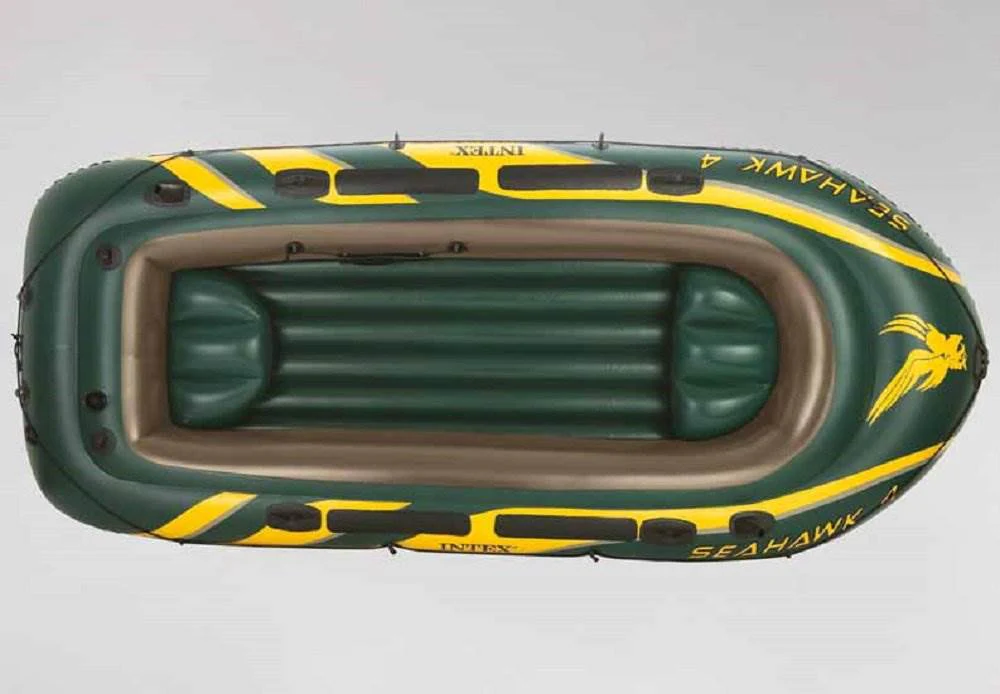 Intex Seahawk 4 Inflatable 4 Person Floating Boat Raft Set with Oars & Air Pump - Image 3