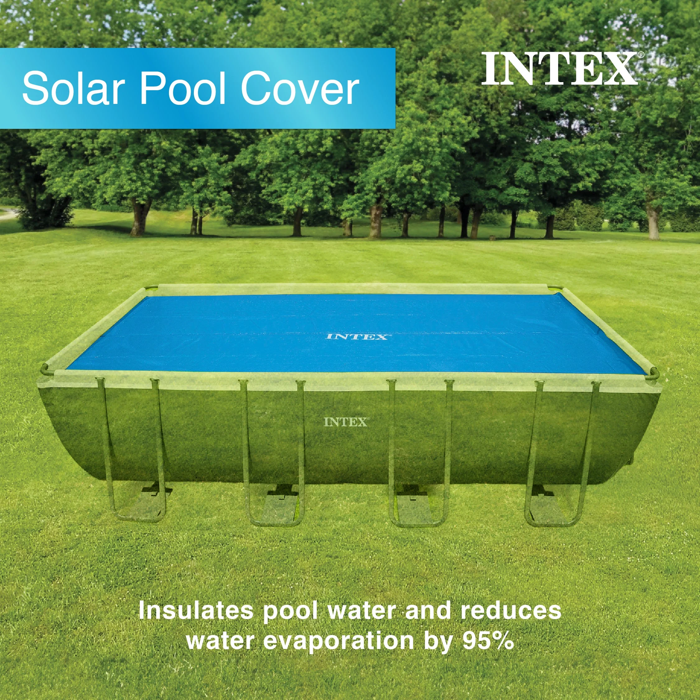 Intex Solar Pool Cover for 18' x 9' Rectangular Frame Swimming Pools, Cover Only - Image 4