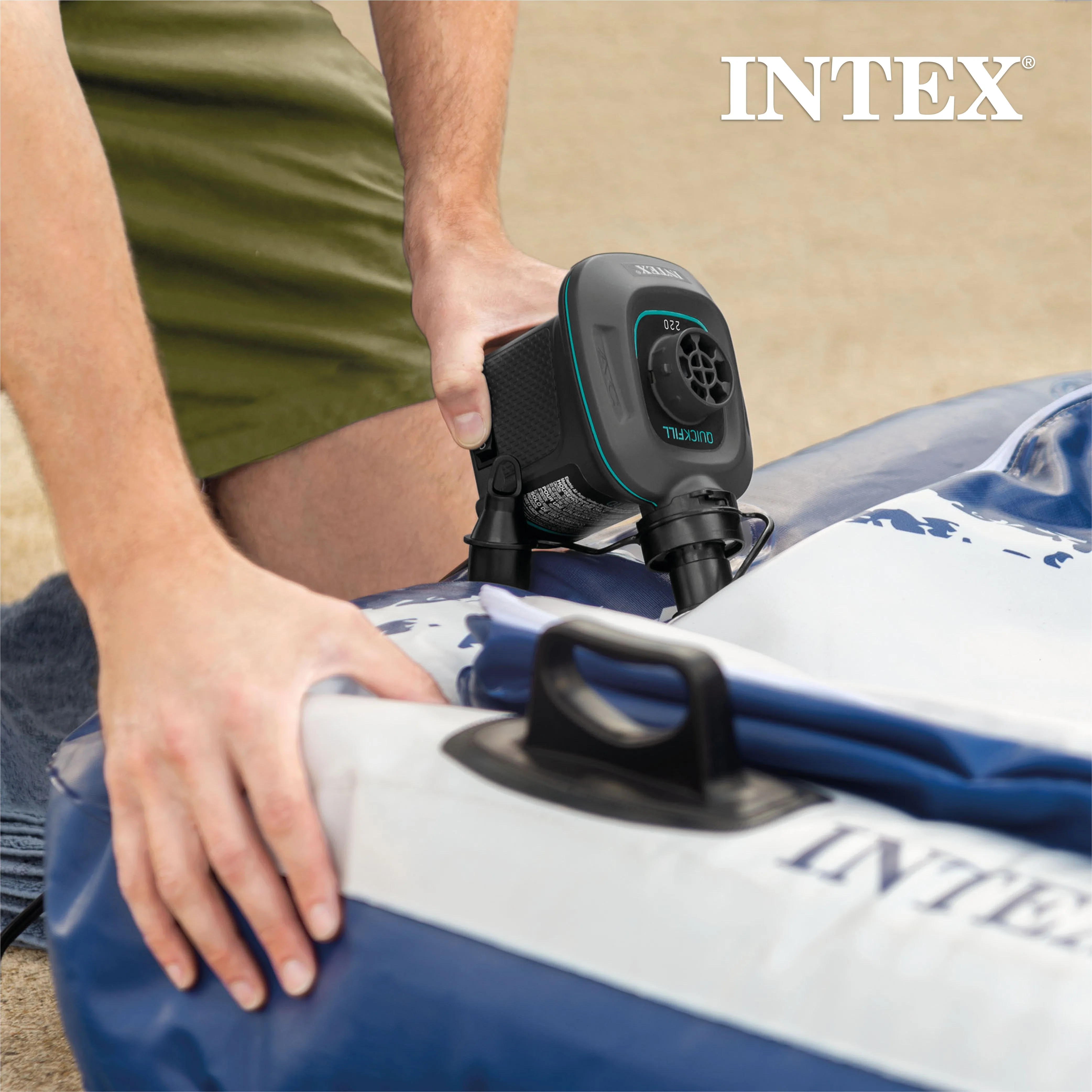 Intex Splash N Chill Island Inflatable Pool Float Lounger w/ Quick Fill Air Pump - Image 4