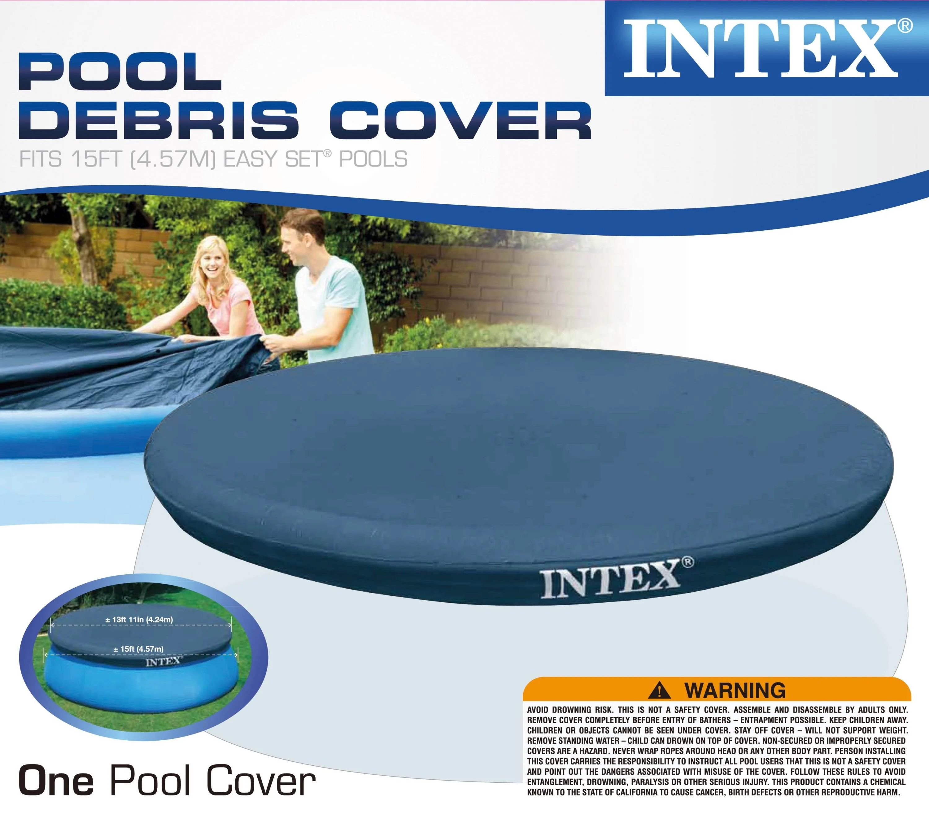 Intex Steel Frame Above Ground Pool Ladder & Intex 15 Ft Above Ground Pool Cover - Image 8