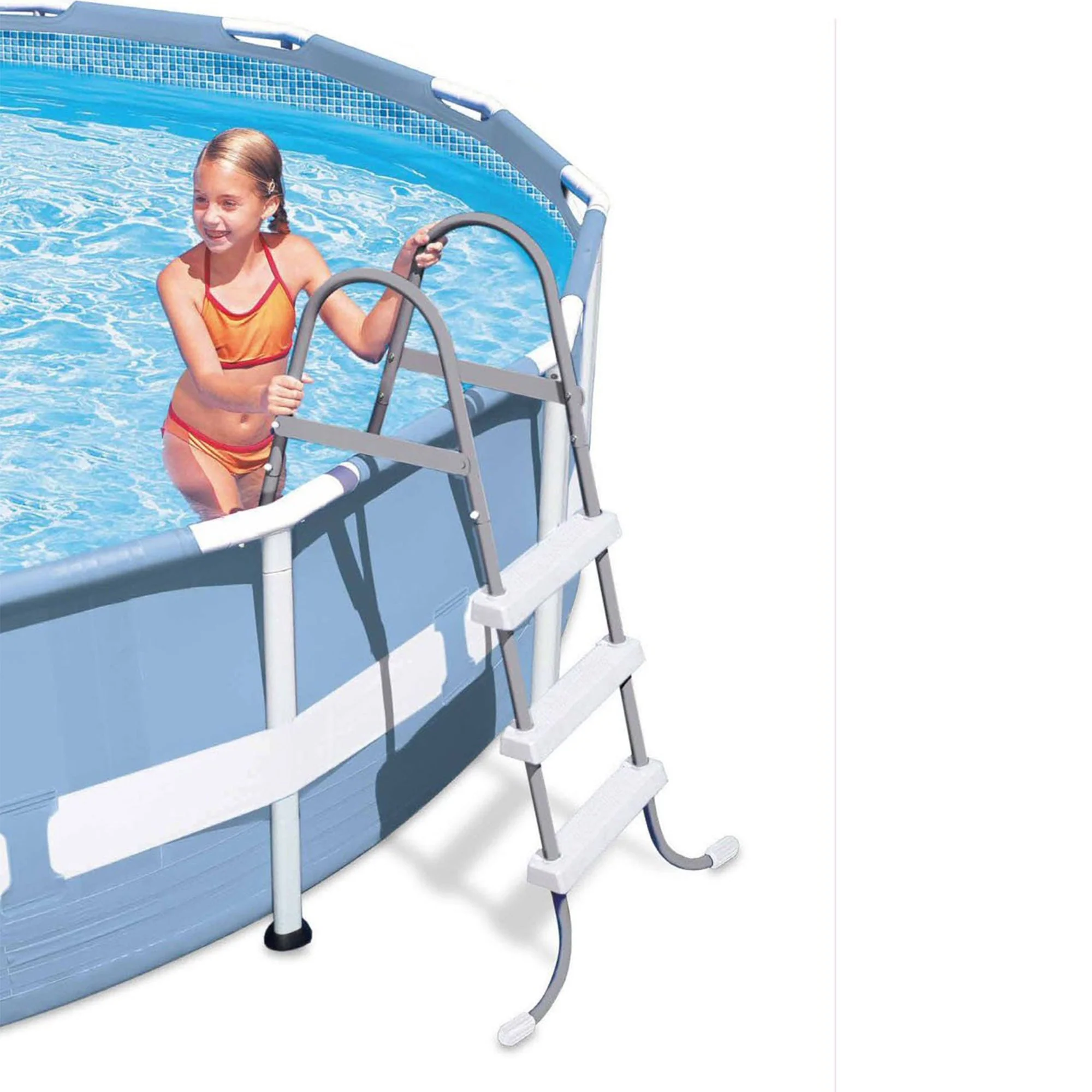Intex Steel Frame Pool Ladder for 42' Wall Height & 15' Round Pool Debris Cover - Image 10