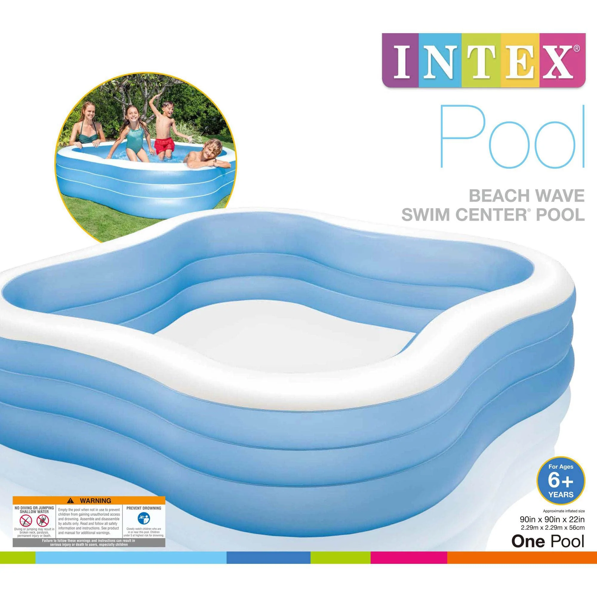 Intex Swim Center 90in x 90in x 2in Inflatable Play Kids Backyard Swimming Pool - Image 6