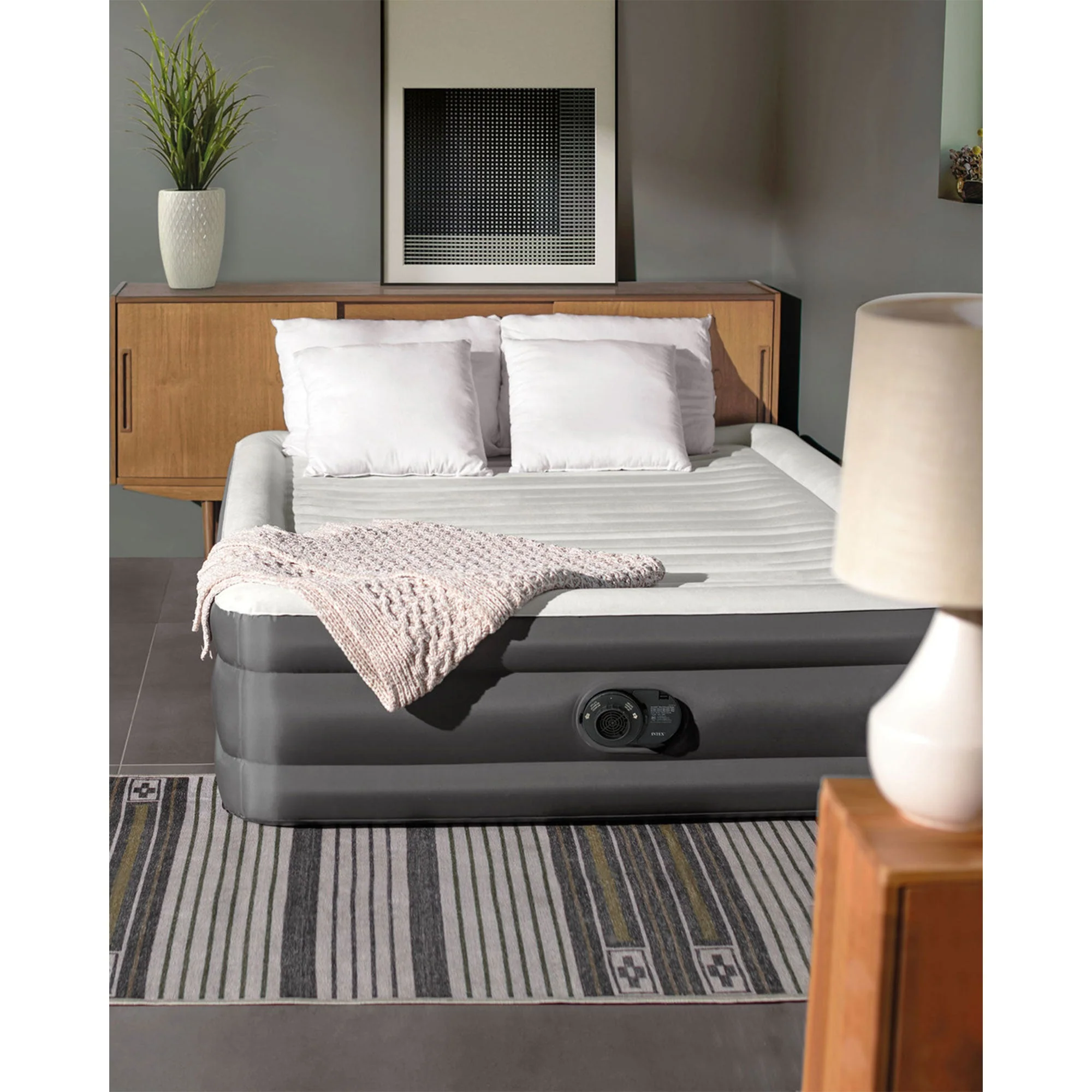 Intex TruAire Luxury Queen Air Mattress Airbed w/ Lumbar Support & Built in Pump - Image 10