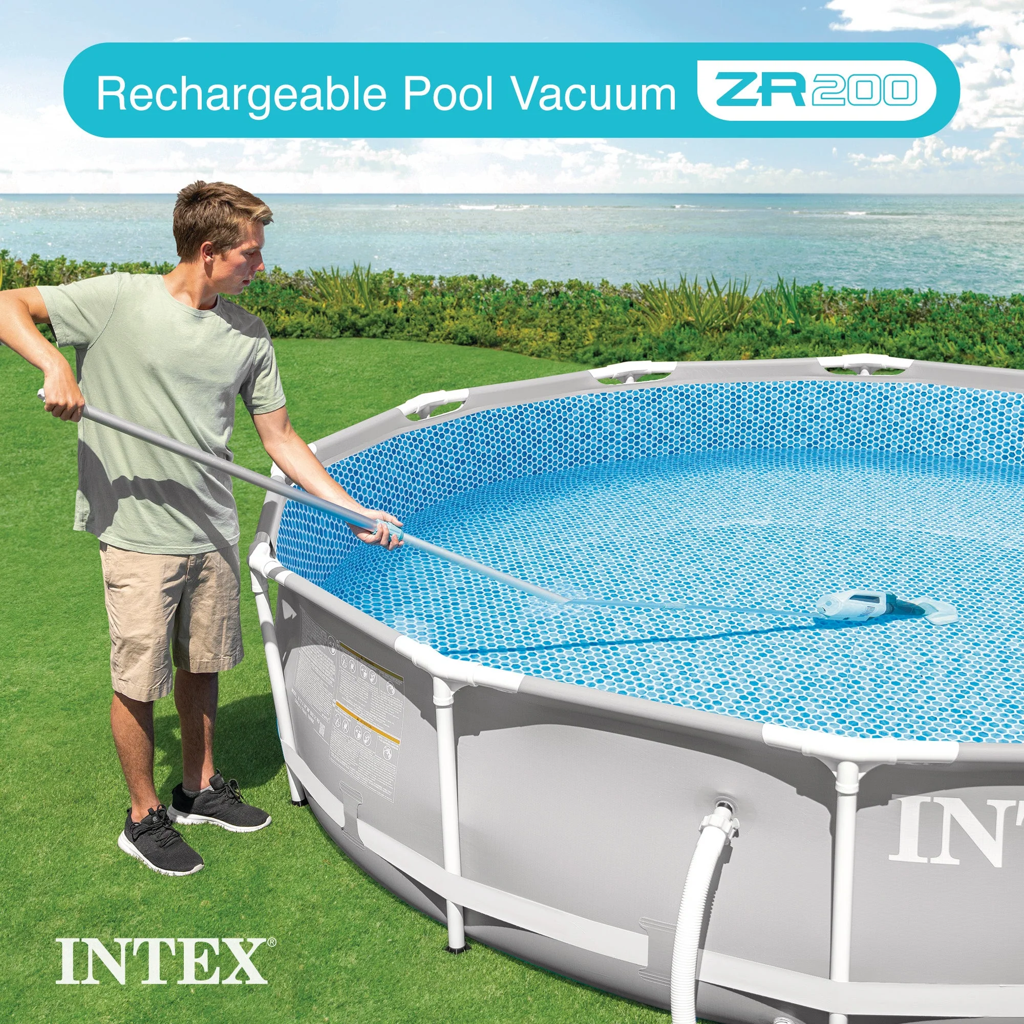 Intex ZR200 Rechargeable Cordless Telescoping Pool Vacuum with 2 Brush Heads - Image 2