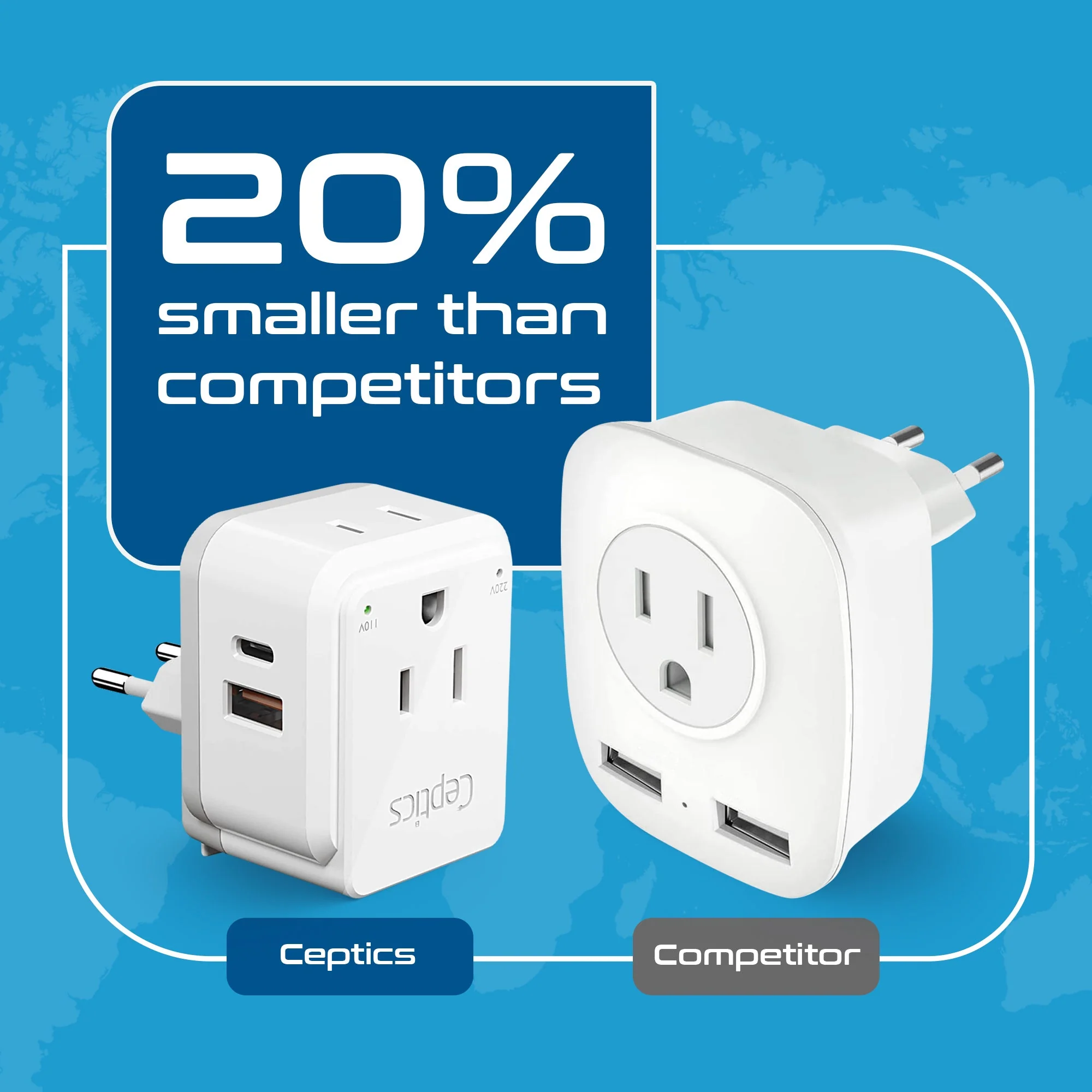 Israel, Jordan, Middle East Travel Adapter Set | Type C, G, H - USB & USB-C Ports + 2 US Outlets (PAK-ME) - Image 6