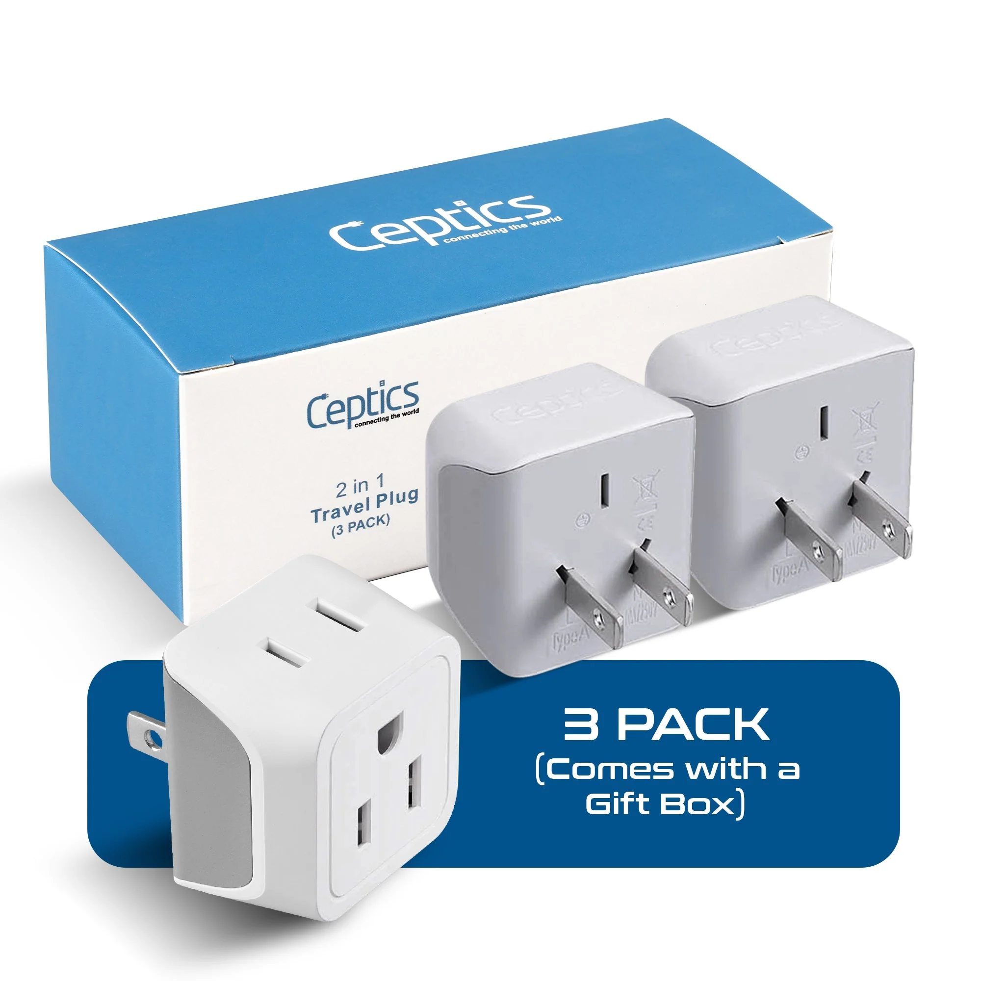Japan, Philippines Travel Adapter - Type A - Ultra Compact (CT-6, 3 Pack) - Image 10