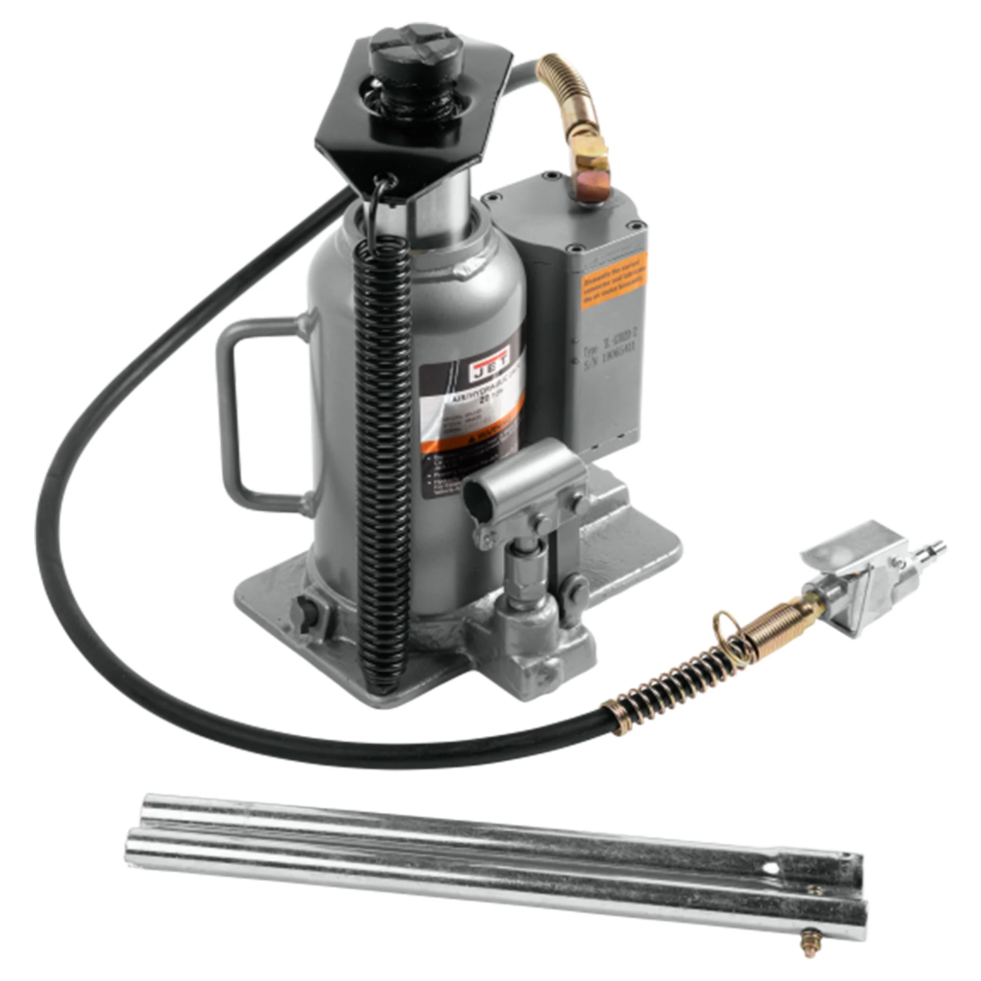 Jet 456620 AHJ-20 Heavy Duty Steel 20 Ton Air and Hydraulic Bottle Jack, Black - Image 3