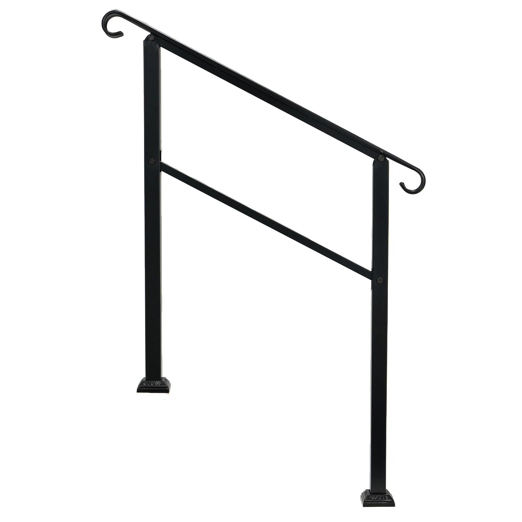 JOMEED 3 Step Wrought Iron Transitional Entrance Handrail w/Hardware, Black - Image 3