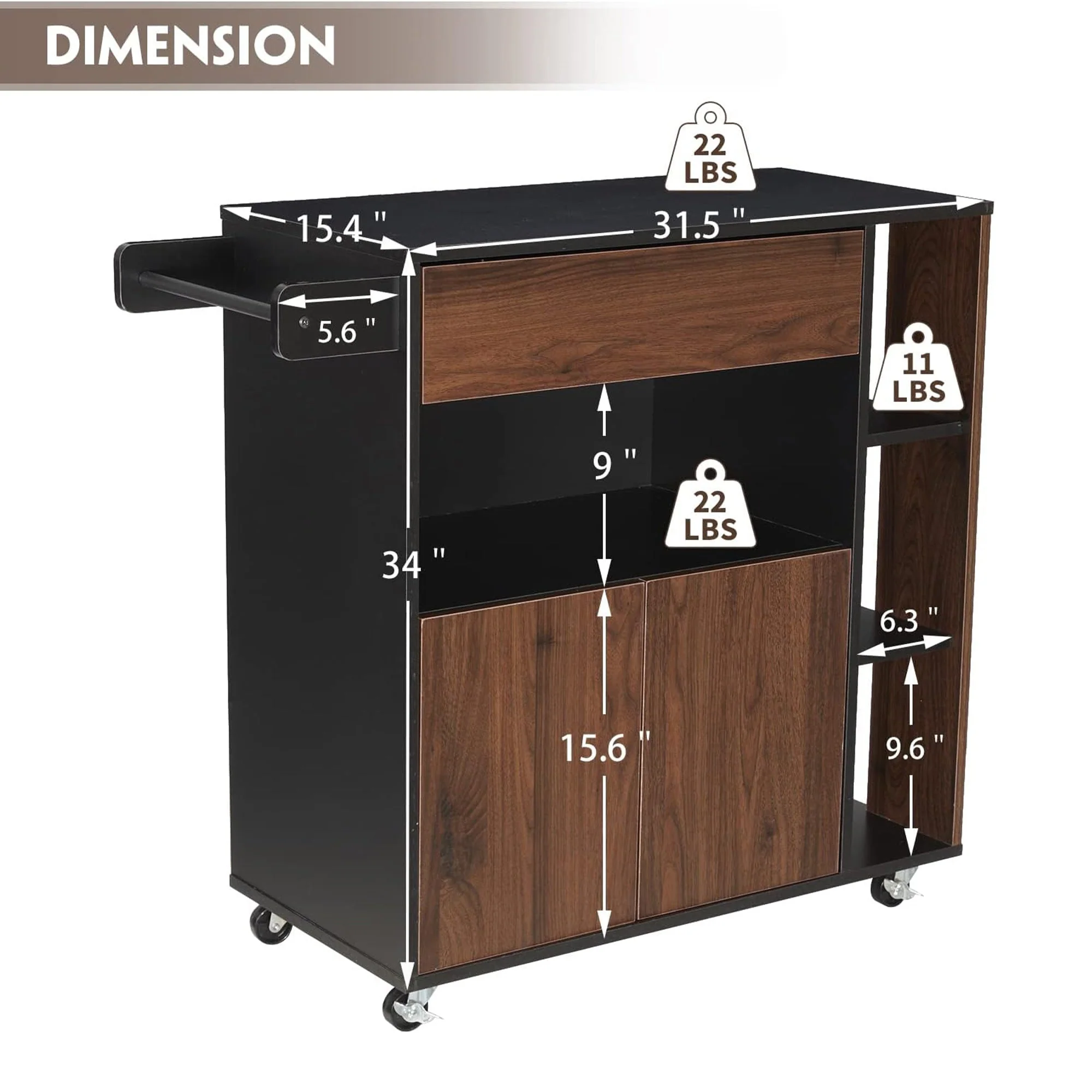 JOMEED Home Kitchen Island Rolling Cart with Storage Drawers and Towel Rack - Image 2