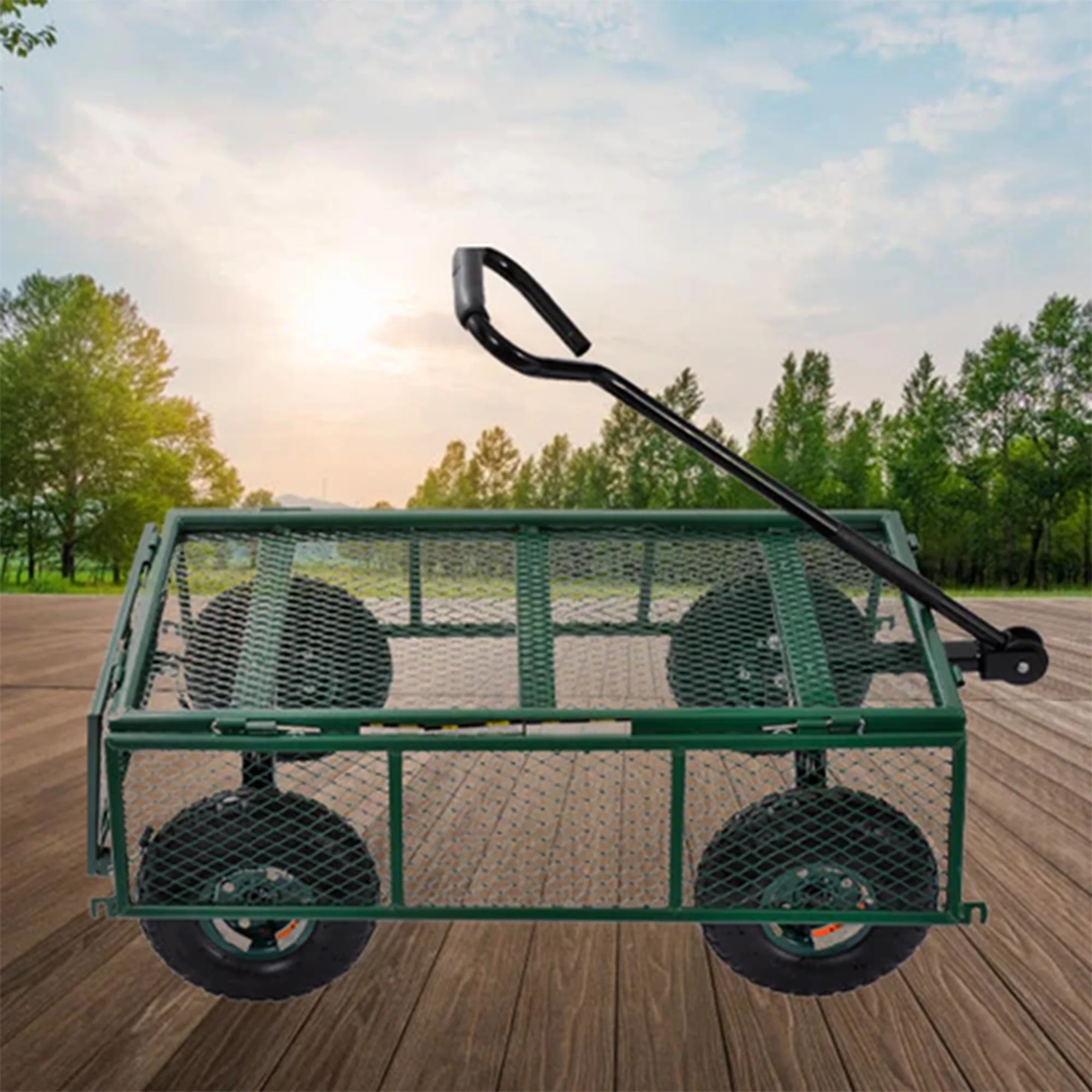 Juggernaut Carts GW3418-GR Steel Outdoor Utility Garden Wagon, Green Finish - Image 9