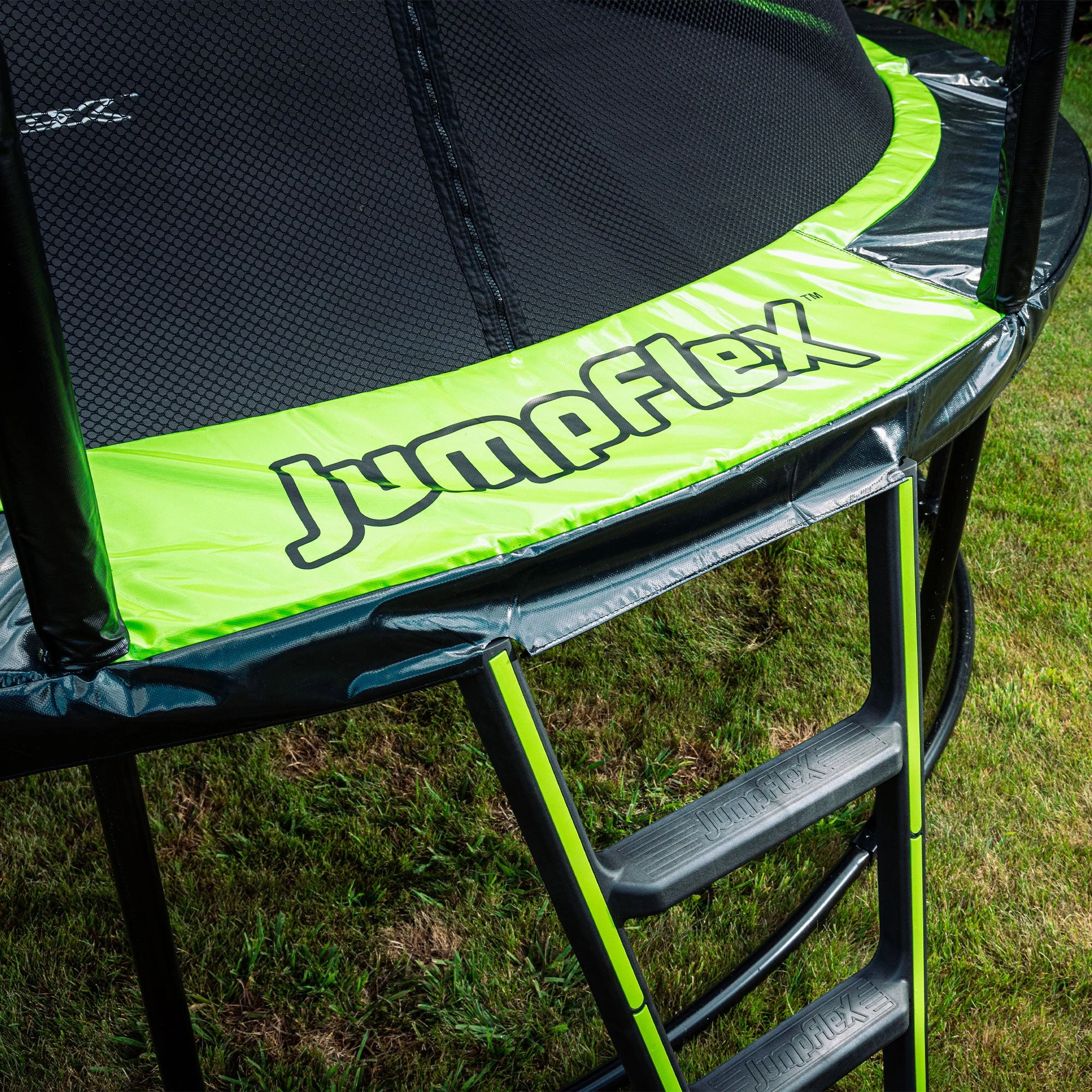 JumpFlex HERO 12' Trampoline for Kids Outdoor Play Equipment with Net & Ladder - Image 10