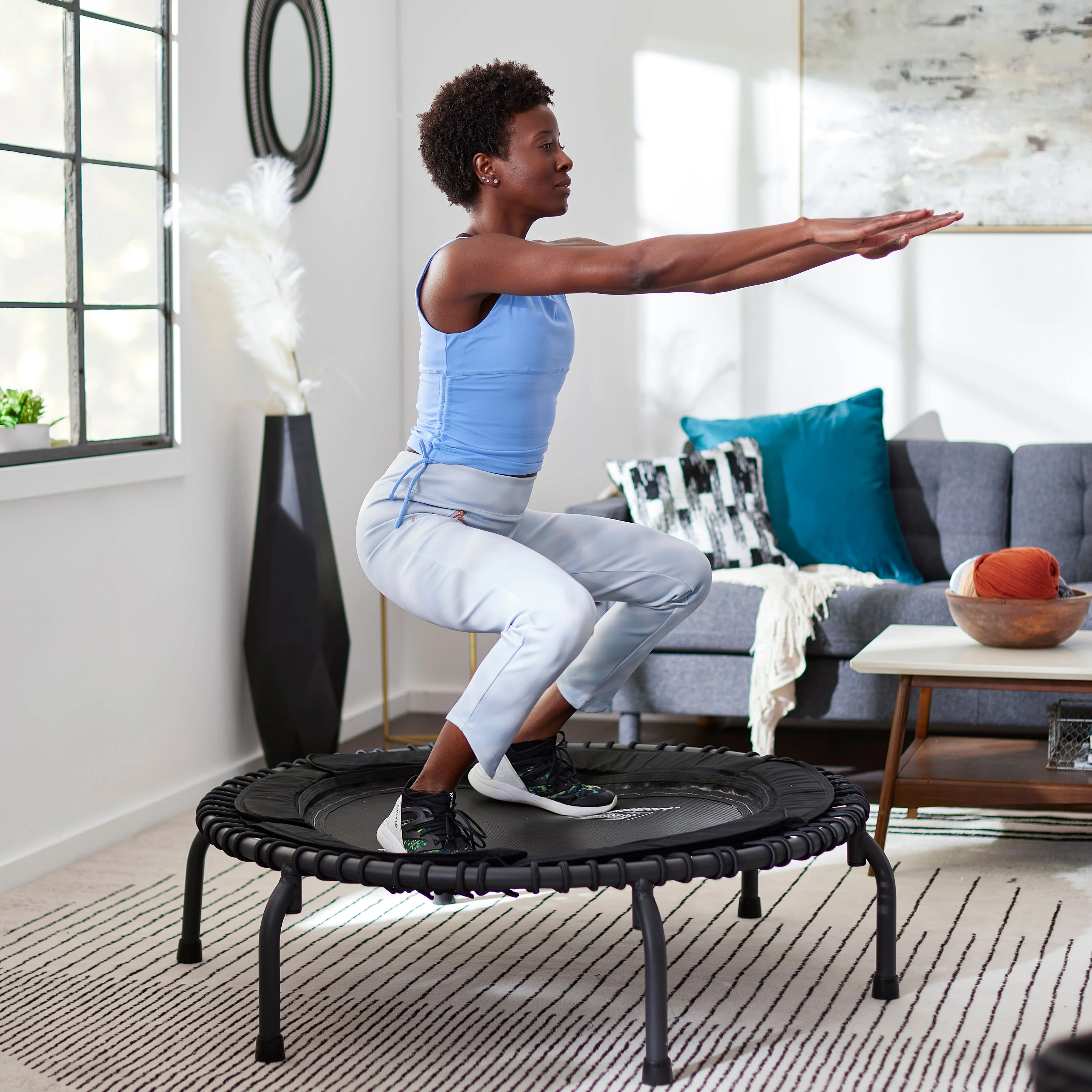 JumpSport 570 PRO Indoor Durable Lightweight 44-Inch Fitness Trampoline, Black - Image 5