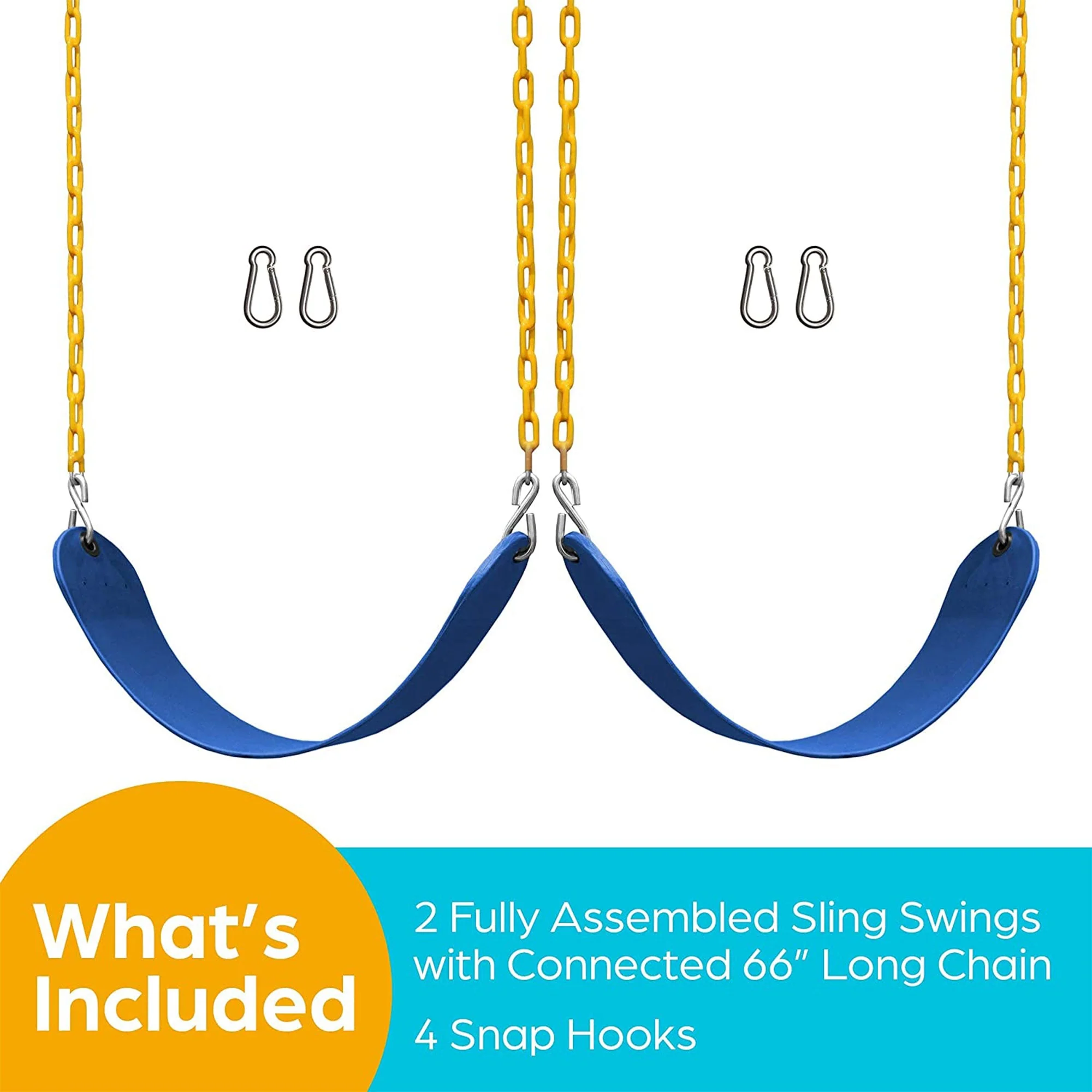 Jungle Gym Kingdom Playground Swing Set Outdoor Swing & Chain Set, 2 Pack, Blue - Image 6