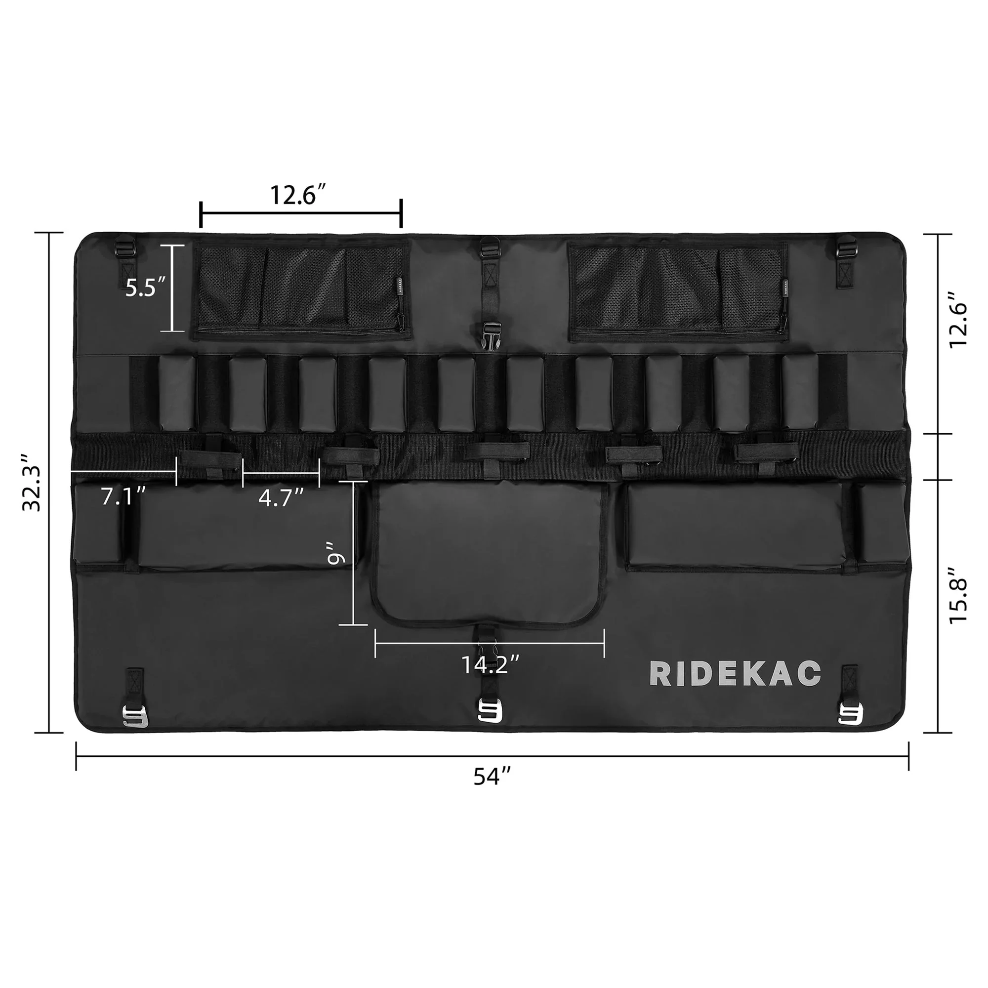 KAC Mid-Size and Compact Truck Tailgate Pad for 5 Bikes with 2 Storage Pockets - Image 4