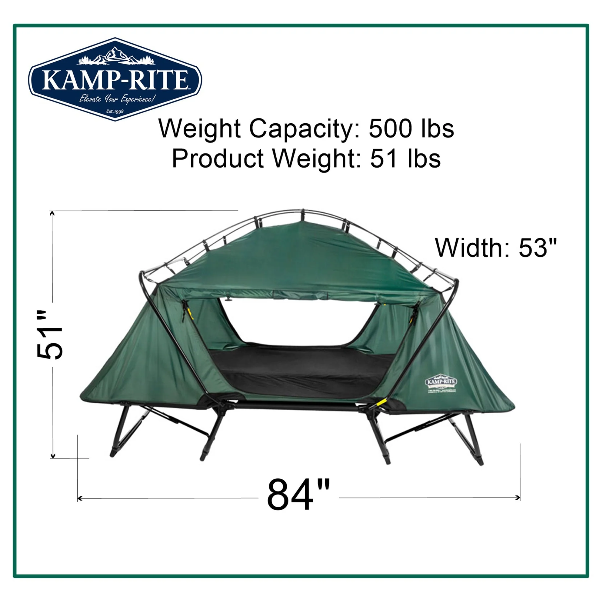 Kamp-Rite Double Quick Setup 2 Person Elevated Cot, Lounge Chair, & Tent, Gray - Image 6