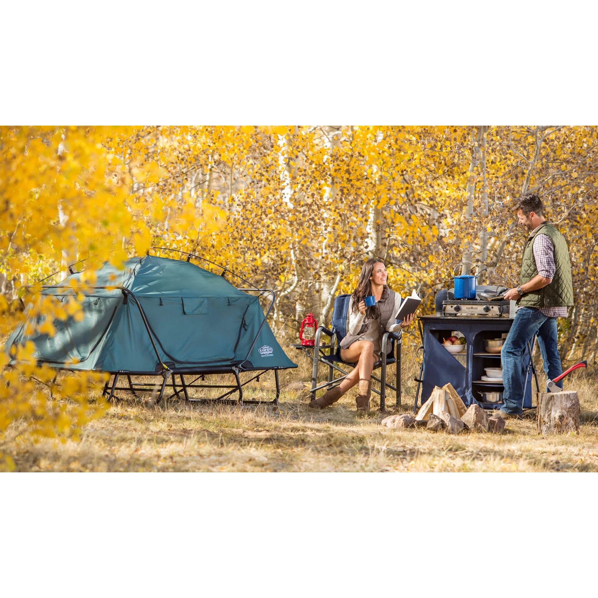 Kamp-Rite Double Quick Setup 2 Person Elevated Cot, Lounge Chair, & Tent, Gray - Image 7