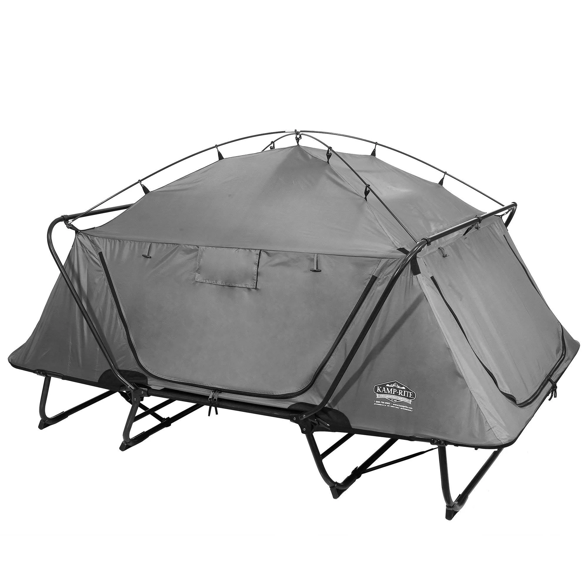 Kamp-Rite Double Quick Setup 2 Person Elevated Cot, Lounge Chair, & Tent, Gray - Image 8