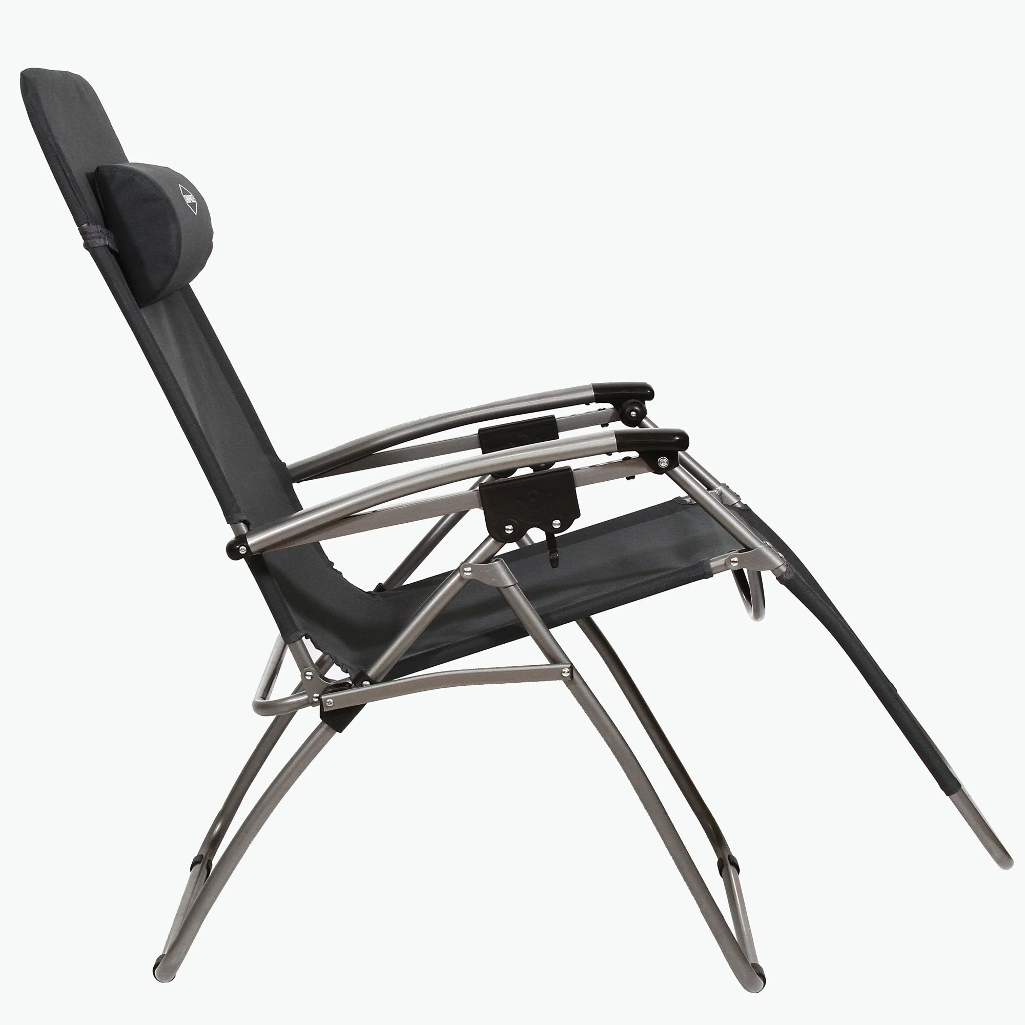 Kamp-Rite Outdoor Folding Reclining Zero Gravity Chair w/ Headrest Pillow, Gray - Image 2