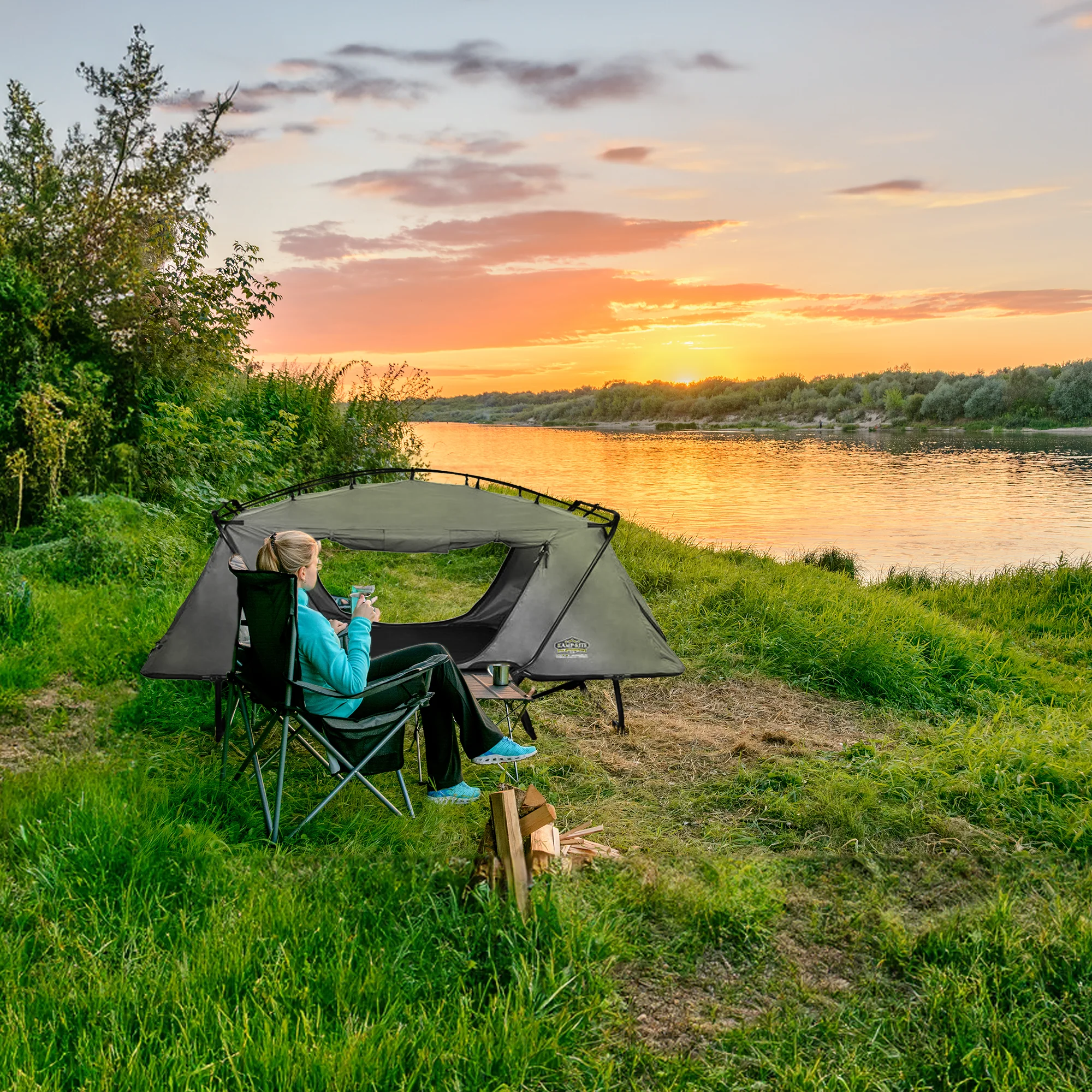 Kamp-Rite Oversized Quick Setup 1 Person Cot, Lounge Chair, & Tent w/Domed Top - Image 6