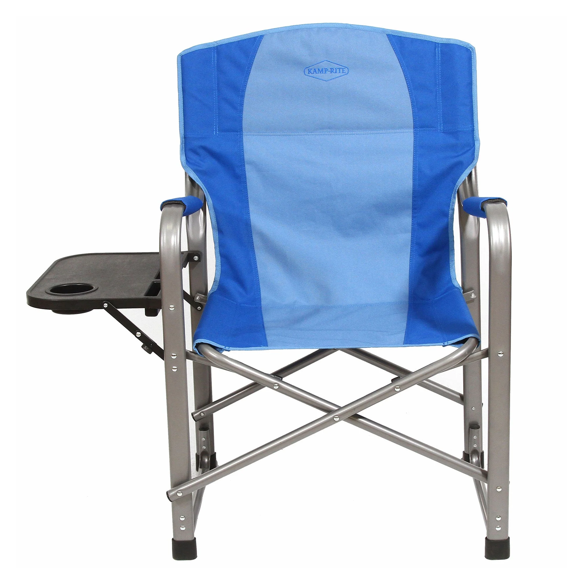 Kamp-Rite Portable Director's Camping Chair w/Table & Cup Holder, 2-Tone Blue - Image 2
