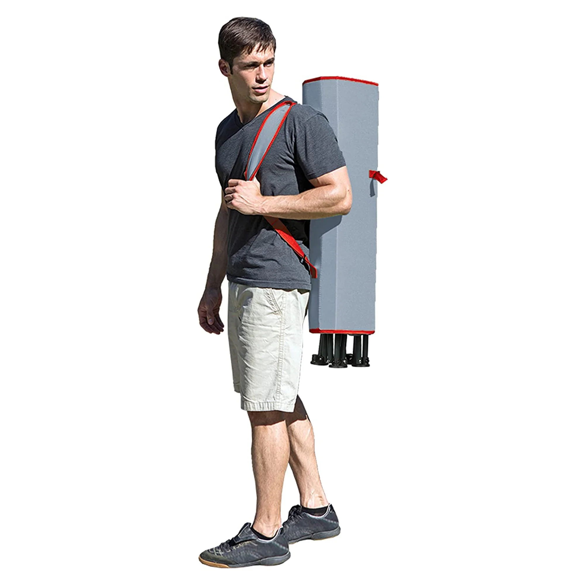 Kelsyus Premium Foldable Camping Lawn Chair with Canopy and Cup Holder, Red - Image 5