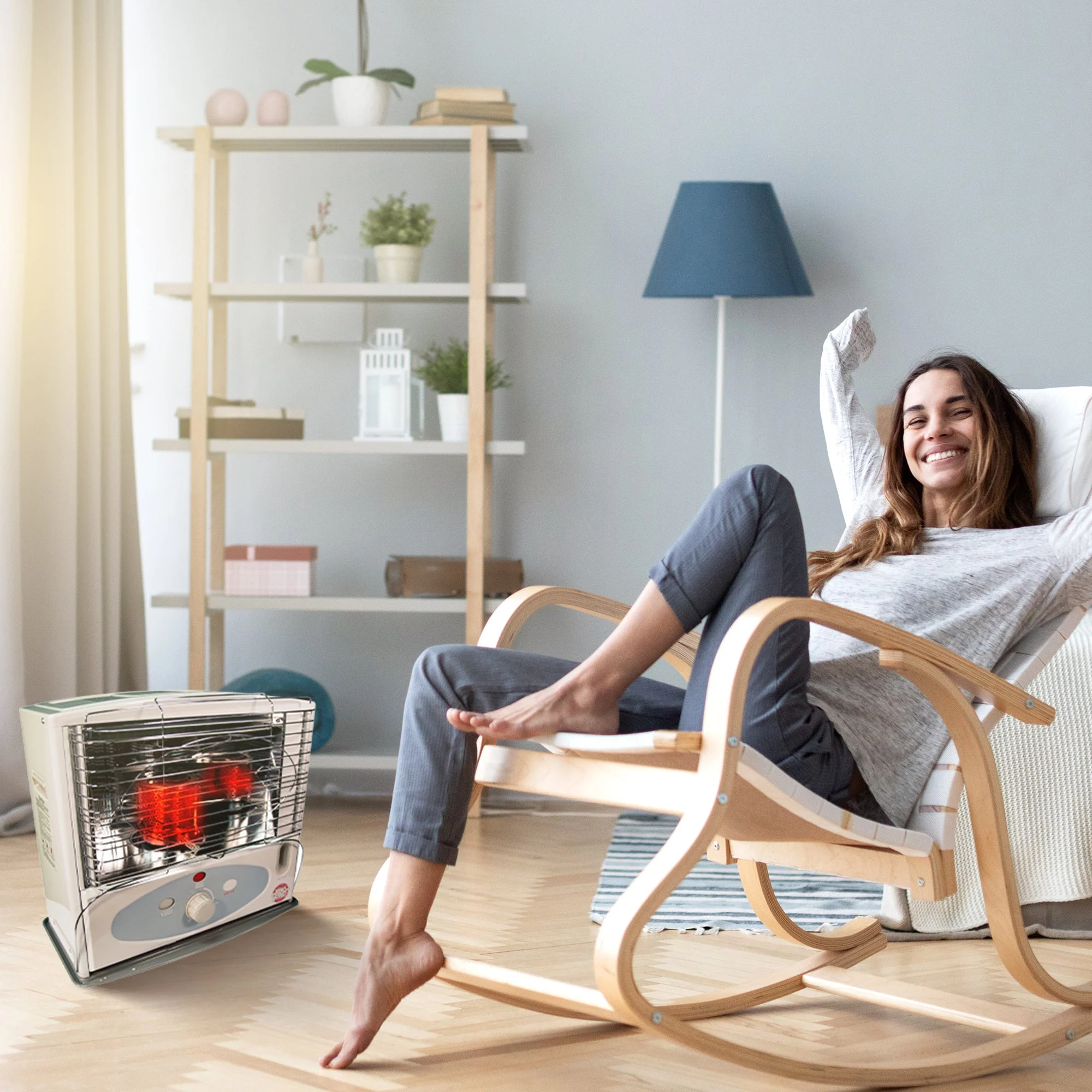 Kero World 10,000 BTU Kerosene Wick Heater with Sure-Seat Chimney System, Gray - Image 5