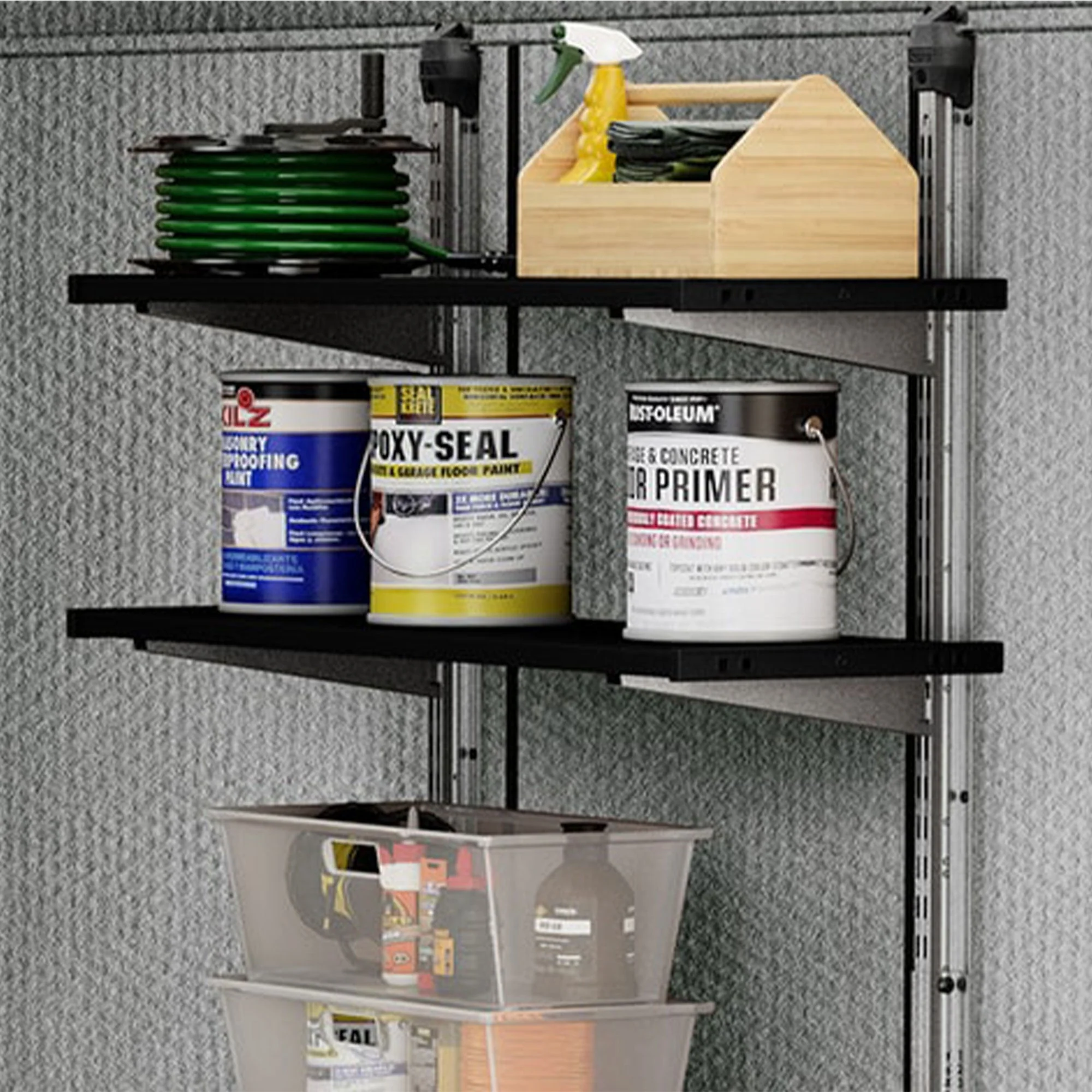 Keter 40 Inch All Weather Steel Reinforced Utility Storage Shed Shelf Kit, Black - Image 6