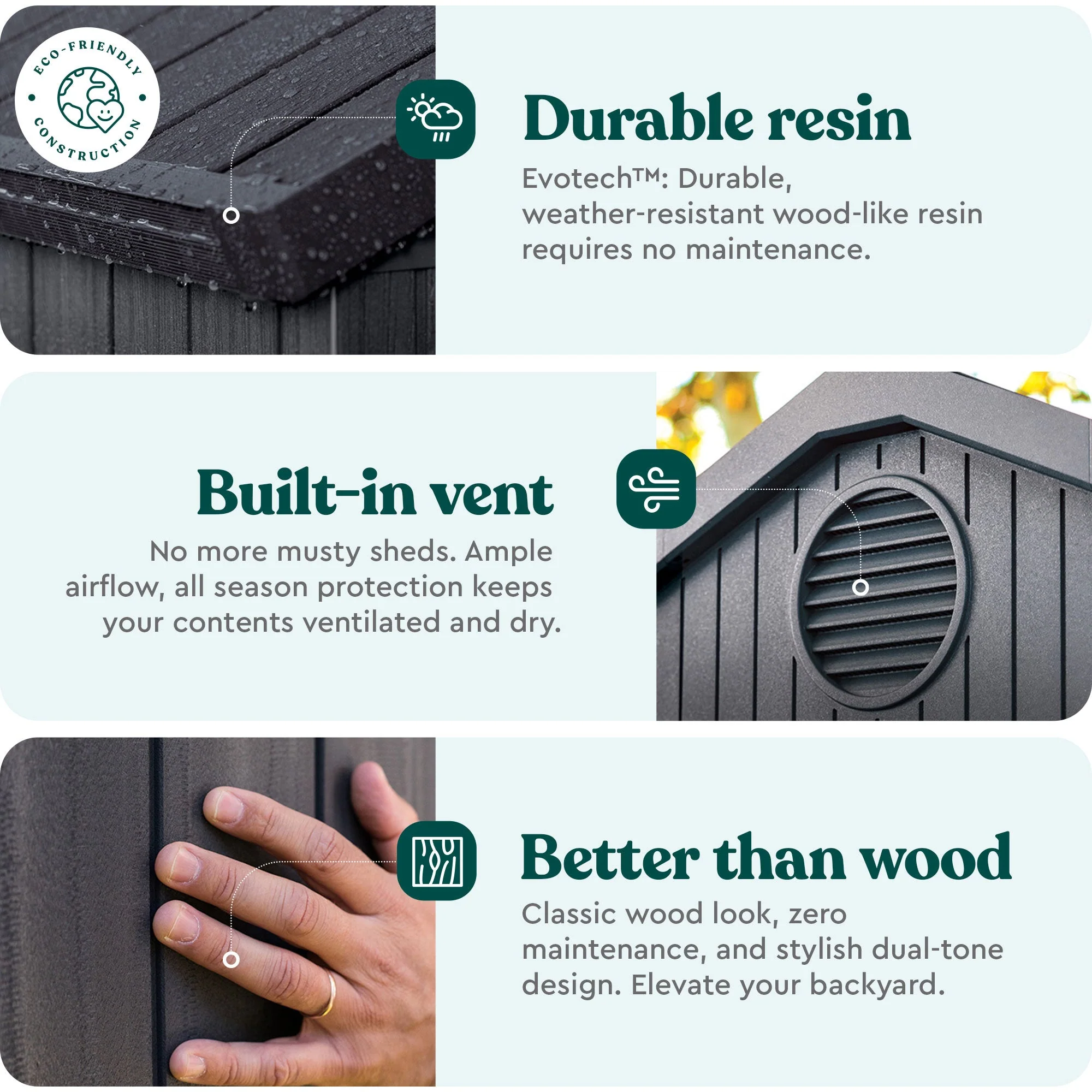 Keter Darwin 6 Foot x 8 Foot Outdoor Garden Tool Storage Shed w/Window, Graphite - Image 4